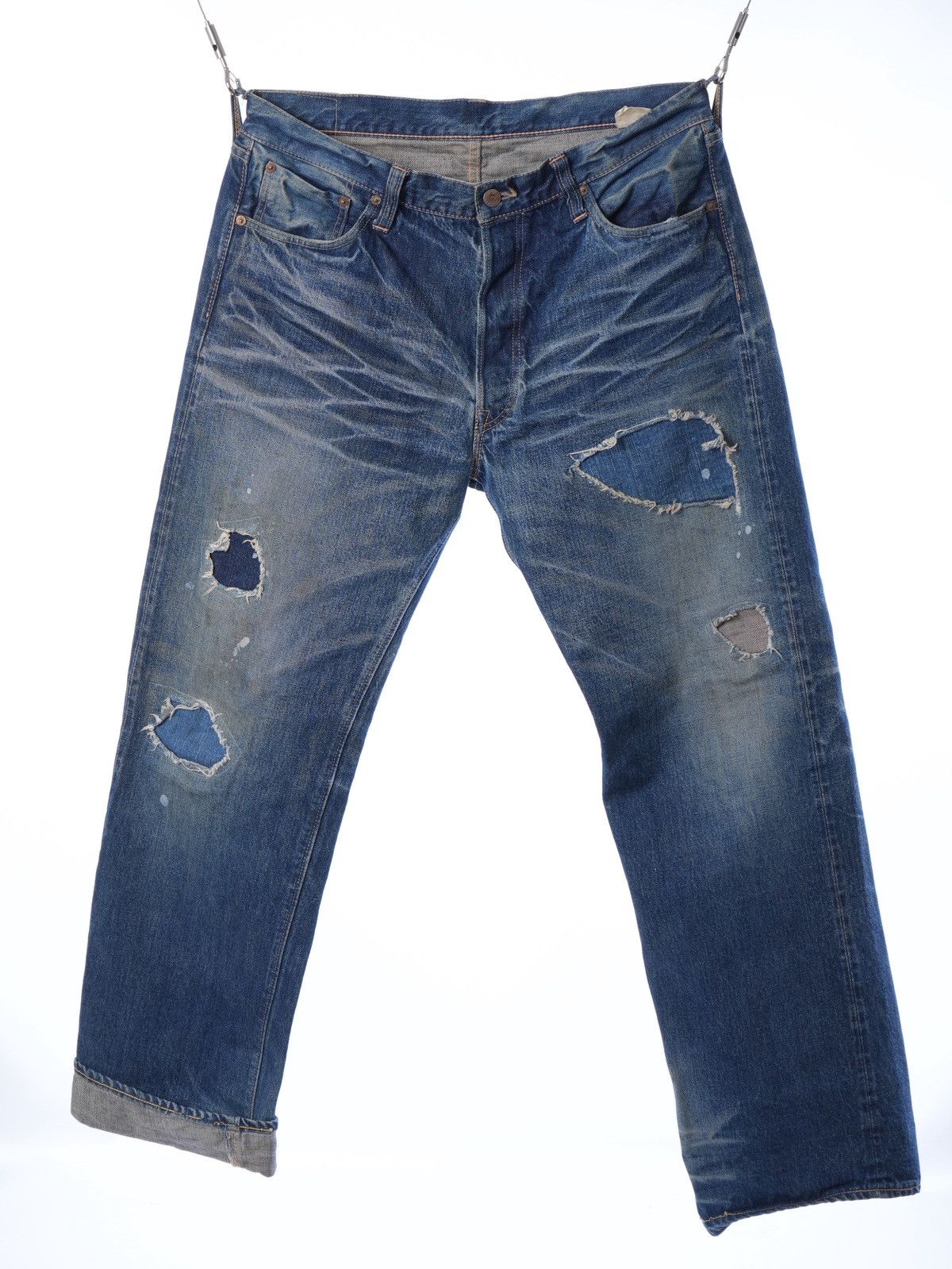 Sugar Cane Sugarcane 901 Wash Selvedge Lone Star Distressed Denim Jeans Size US 34 / EU 50 - 11 Thumbnail