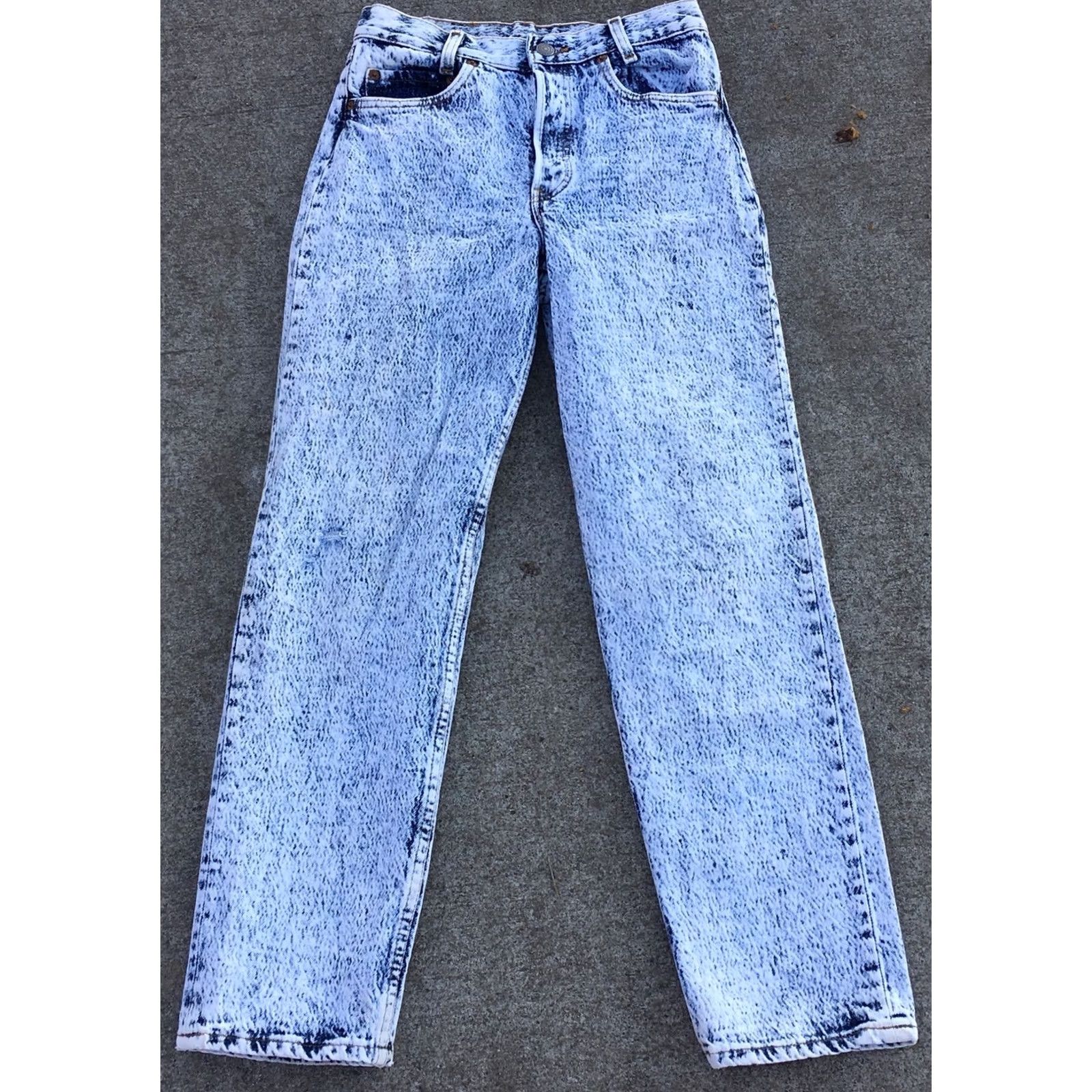 Levi's VINTAGE Levi’s Button Fly 701 Student Jeans Acid Wash W 27 L 28 USA 80s 90s Size 27" / US 4 / IT 40 - 4 Thumbnail
