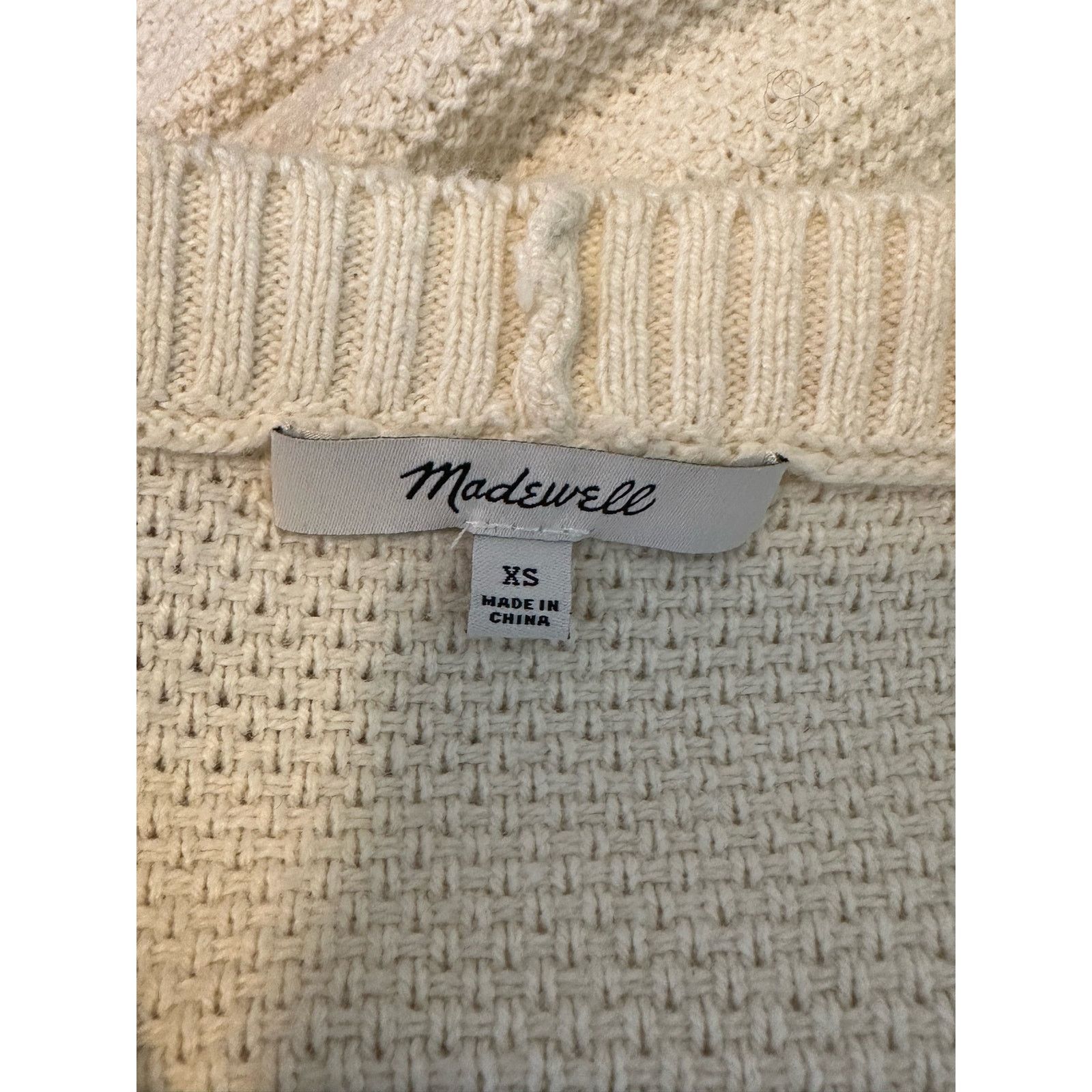Madewell Madewell ivory crew neck honeycomb knit sweater size XS Size XS / US 0-2 / IT 36-38 - 3 Thumbnail