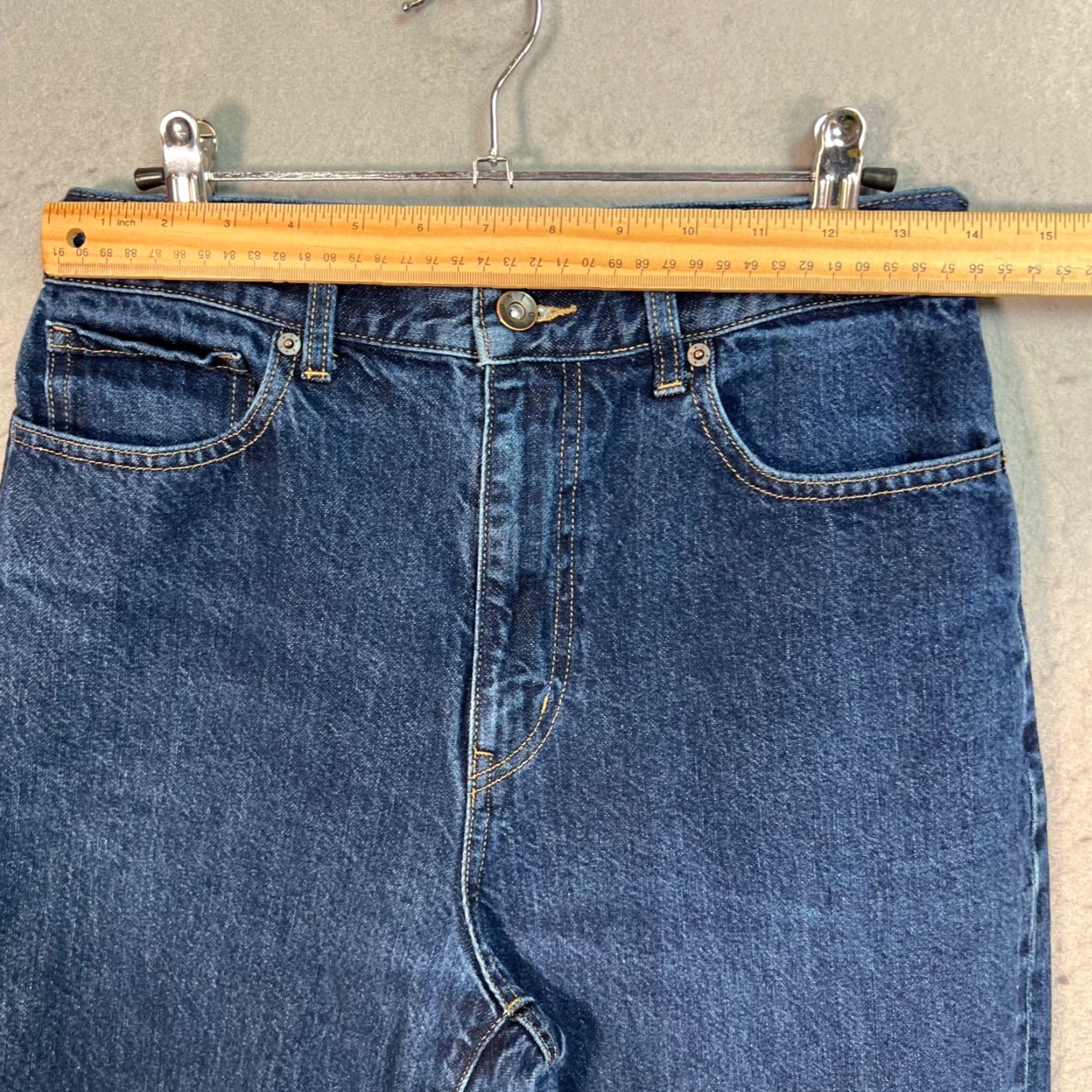 Uniqlo Uniqlo Womens Jeans Dark Blue Denim Cotton 27 High-Waisted Tapered 5-Pocket Regular Rise Inseam 26 Size 27" / US 4 / IT 40 - 5 Thumbnail
