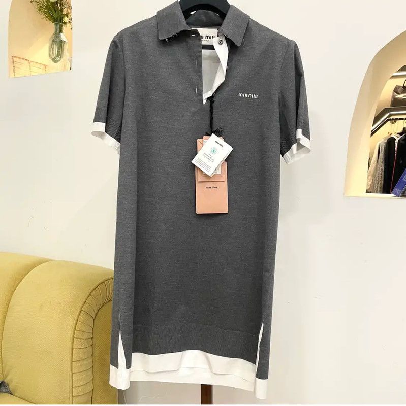 Miu Miu Miu Miu Gray Short Sleeve Dress 0089 Size S / US 4 / IT 40 - 1 Thumbnail