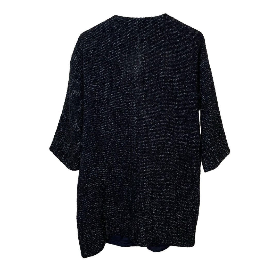 Eileen Fisher The Fisher Project Womens Boucle Jacket M Navy Open Front 3/4 Sleeve Collarless Size M / US 6-8 / IT 42-44 - 2 Thumbnail