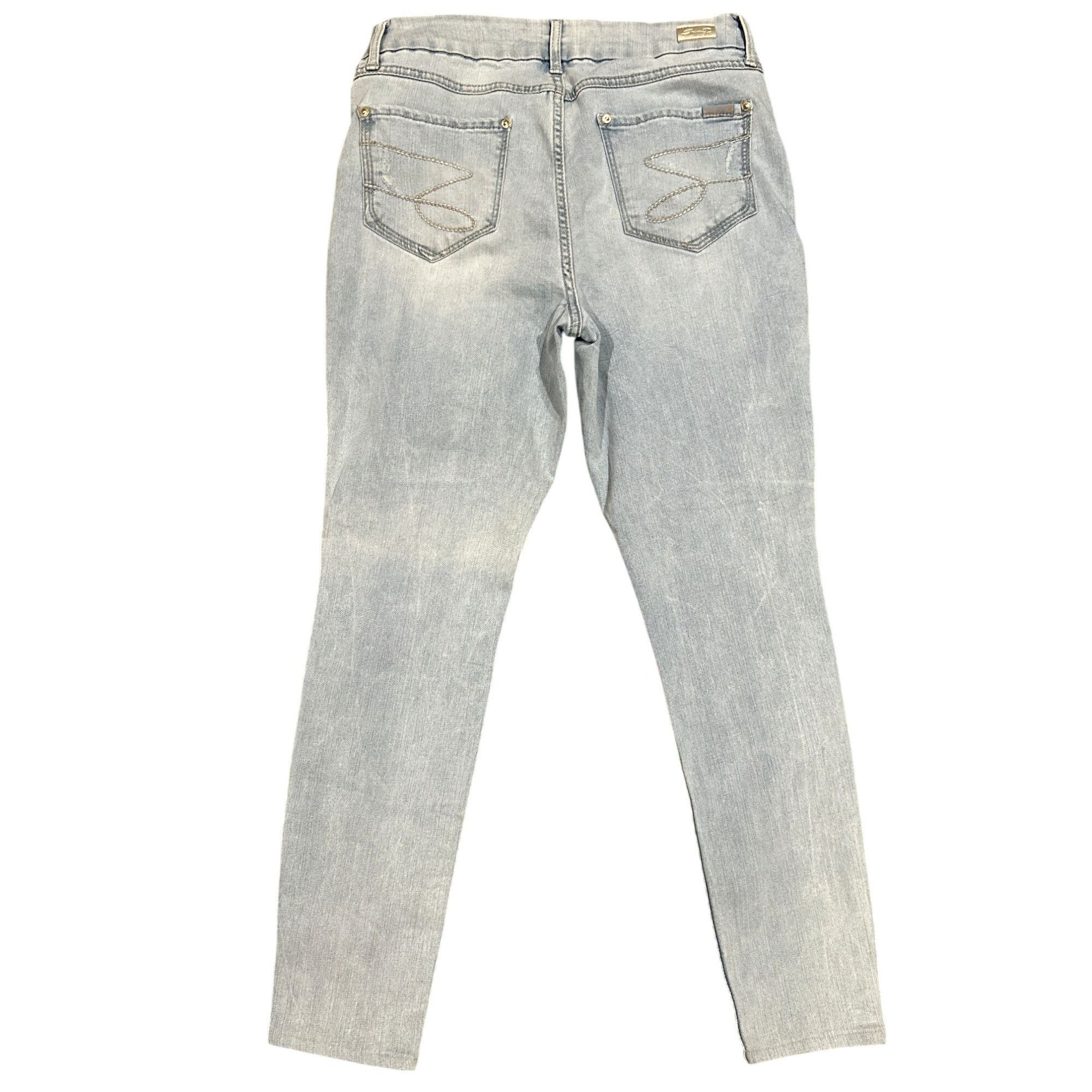Seven 7 Seven7 Tummyless High Rise Skinny Jeans Light Wash Distresse Size 32" / US 10 / IT 46 - 2 Thumbnail
