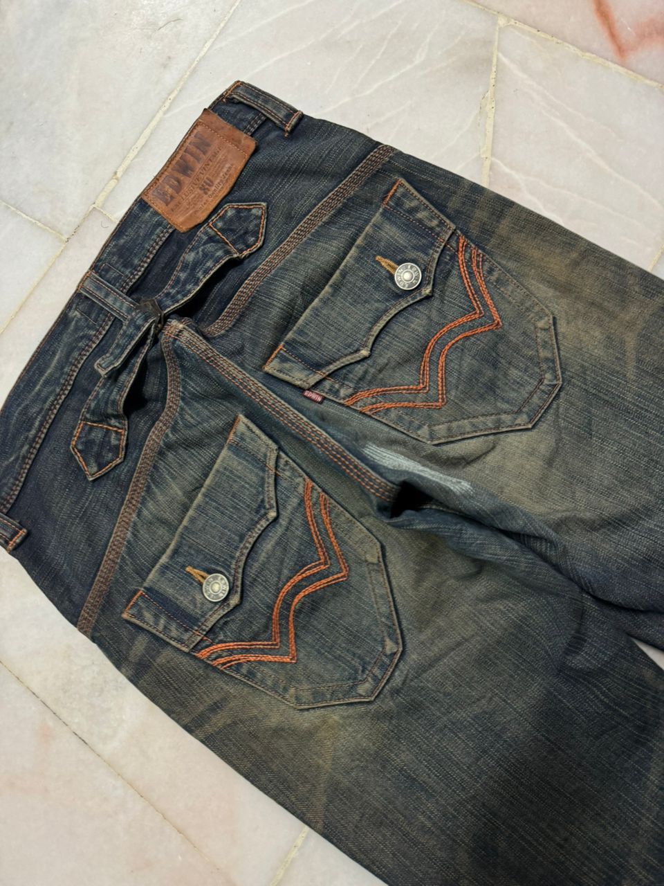 Edwin 💥Flare💥Vintage Edwin Buckle Back Sick Rusty Mudwash Distress Size US 31 - 18 Thumbnail