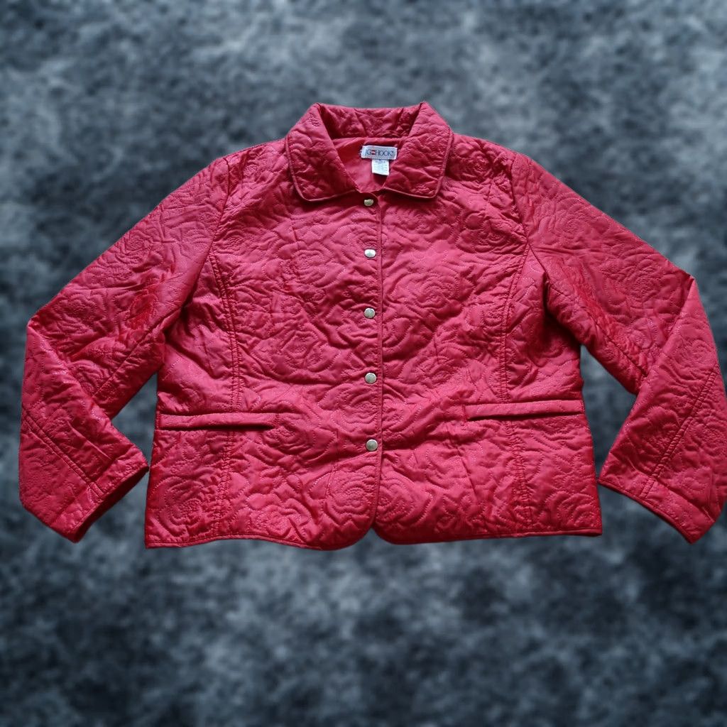Vintage VINTAGE JG Hook Jacket Womens XL Red Quilted Floral Snap Front Collared Lined Size XL / US 12-14 / IT 48-50 - 1 Thumbnail
