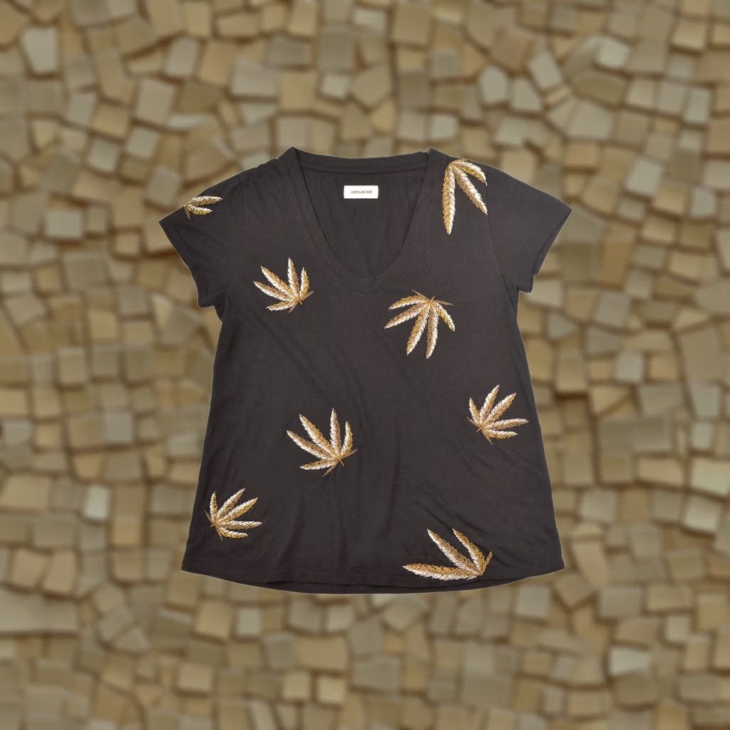 Zadig & Voltaire Zadig & Voltaire Tiny AO T-Shirt Embroidered Palm XS Black Womens Shirt XS Size XS / US 0-2 / IT 36-38 - 1 Thumbnail