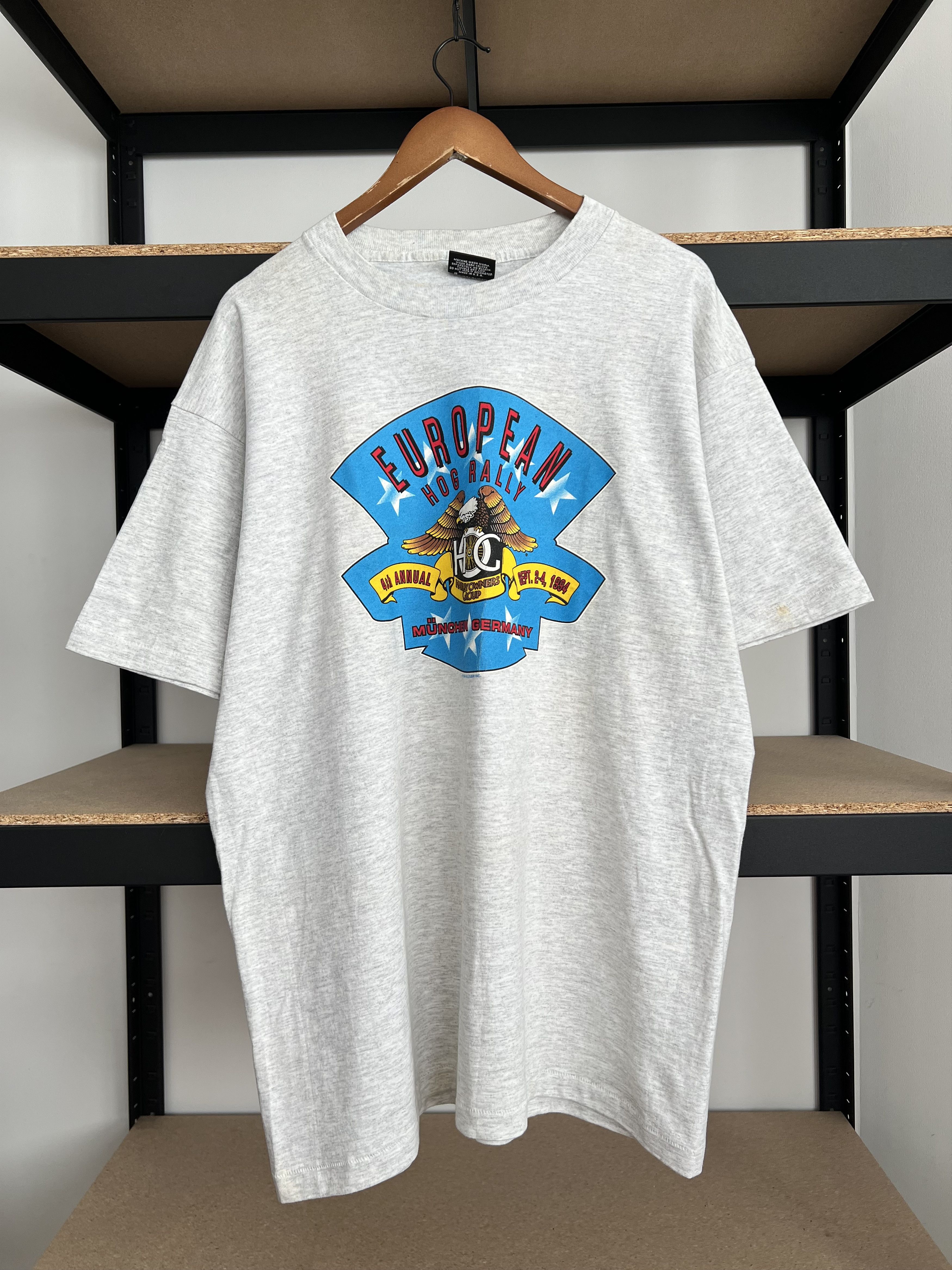 Harley Davidson Vintage 1994 Harley Davidson Hog Rally Eagle Gray T-shirt Size US XL / EU 56 / 4 - 1 Thumbnail