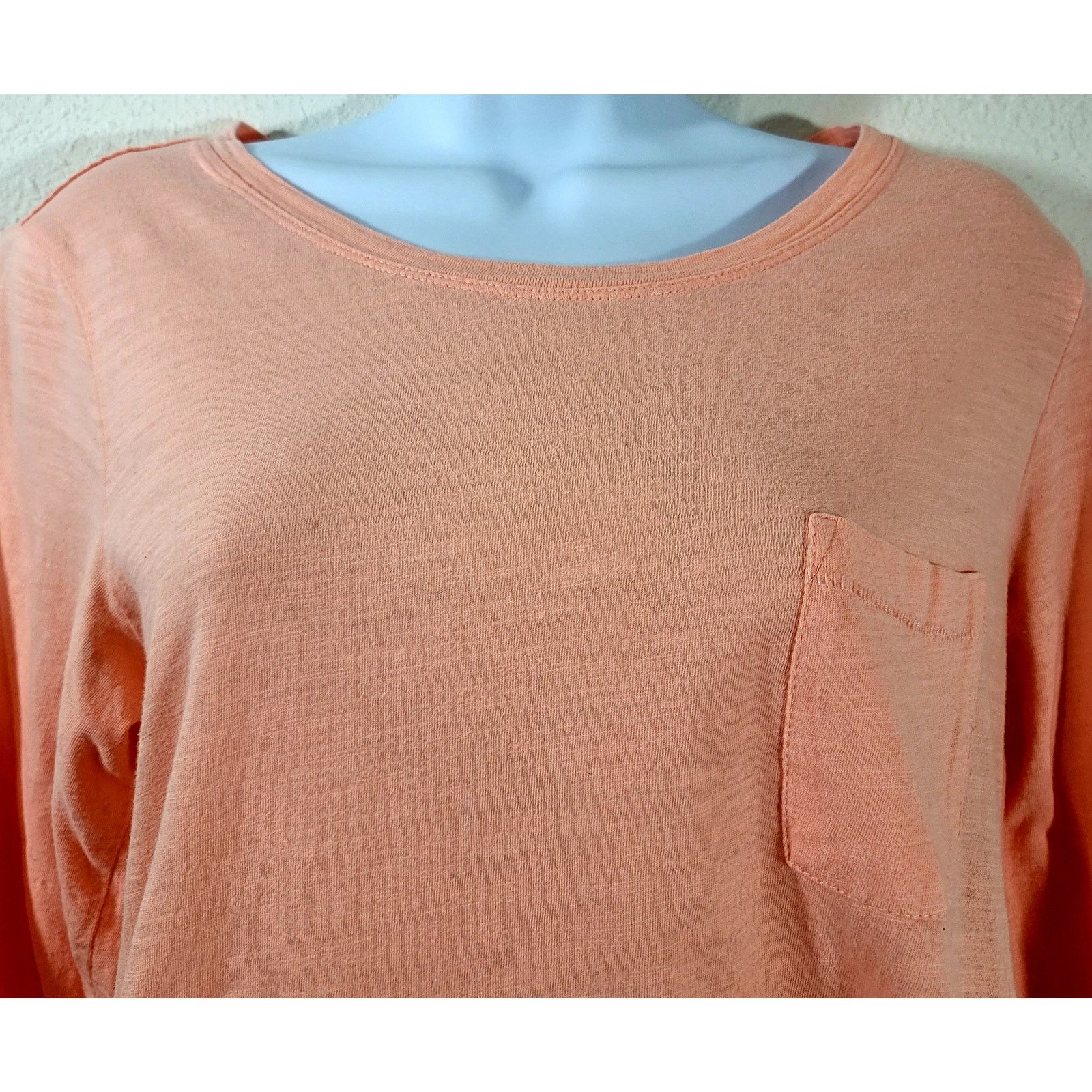 Other Westbound Light Orange Slub Knit 3/4 Sleeve Top Medium Size M / US 6-8 / IT 42-44 - 2 Thumbnail