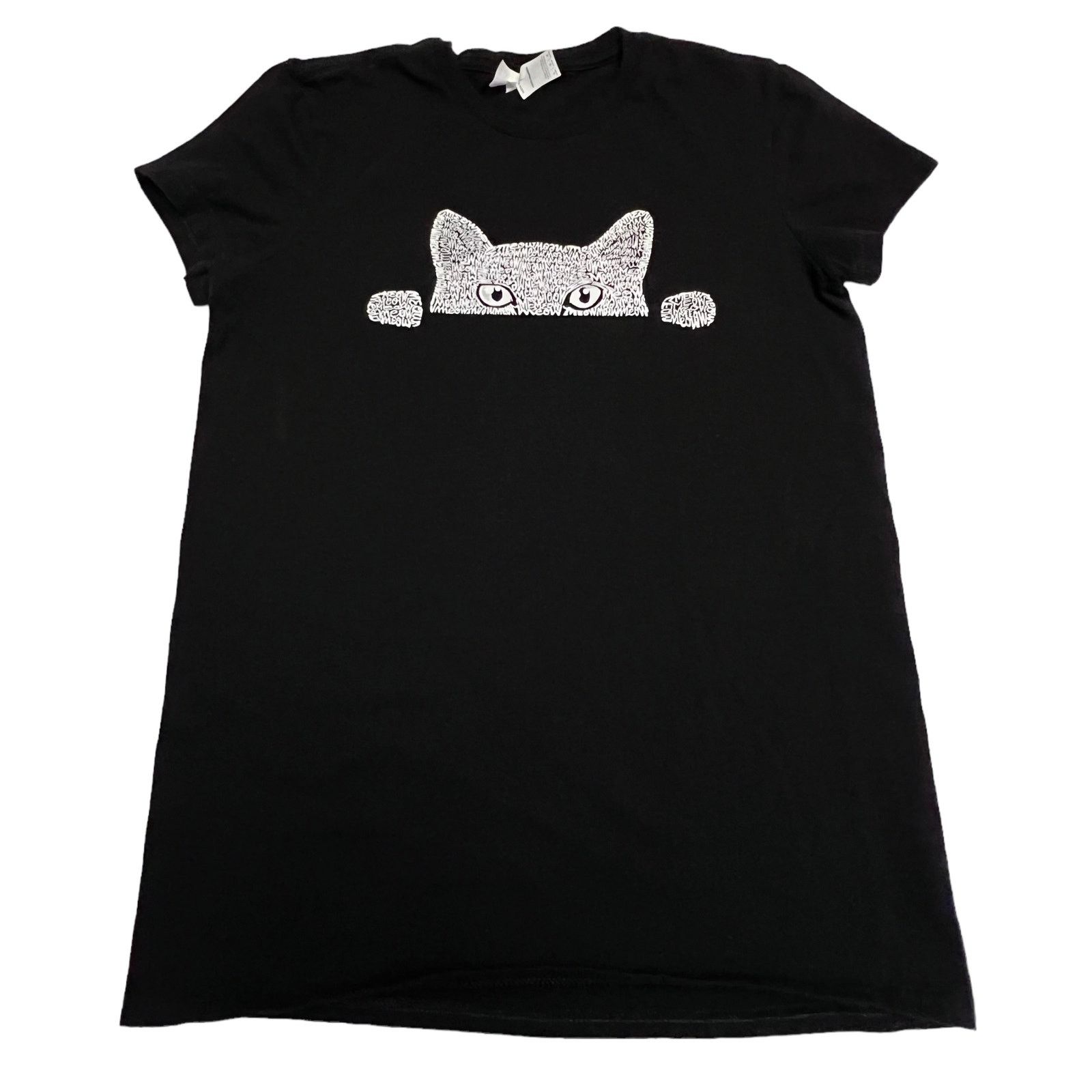 Other Peeking Cat Meow Black T-Shirt LA POP ART Women's Word Art Size L / US 10 / IT 46 - 1 Thumbnail