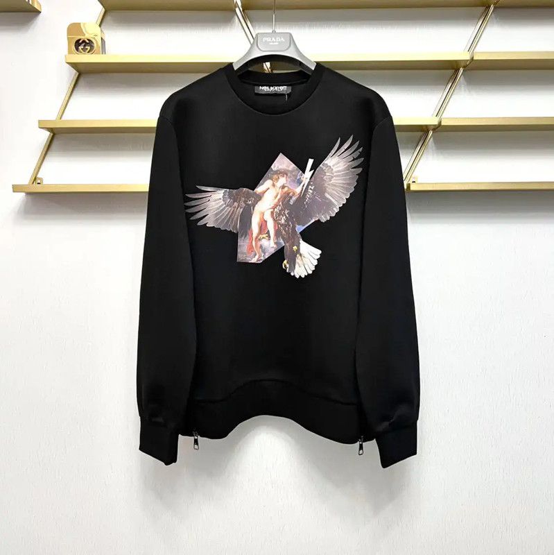 Neil Barrett NeIL BarreTT Black Cotton Men's Sweatshirt 0089 Size US L / EU 52-54 / 3 - 1 Thumbnail