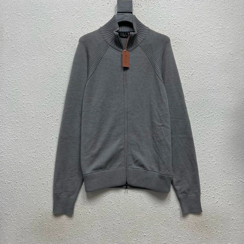 Loro Piana LORO PIANA Light grey knit sweater with zipper Size US M / EU 48-50 / 2 - 1 Thumbnail