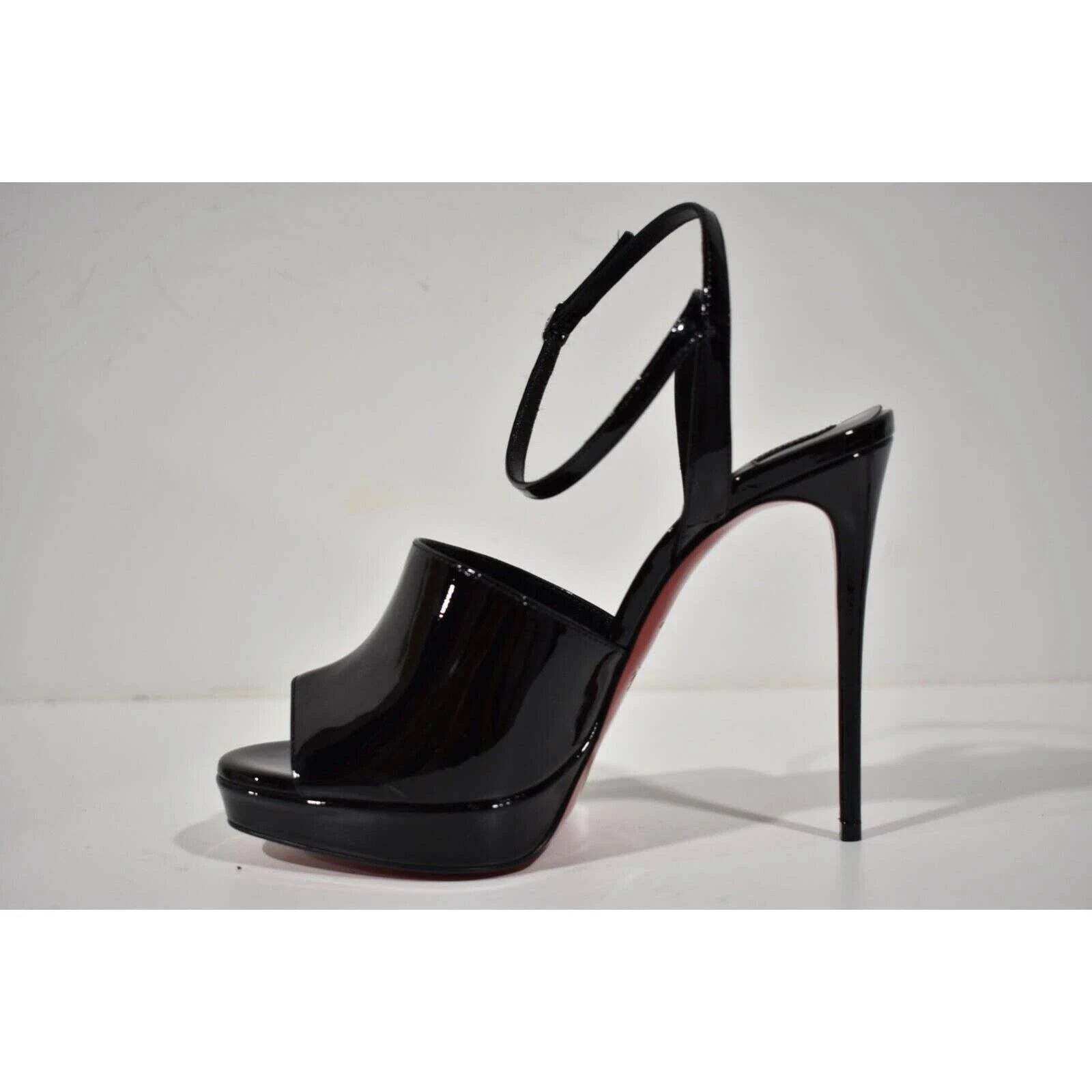Christian Louboutin Miradona 120 Black Patent Ankle Strap Sandal Heel Pump 41 Size US 11 / IT 41 - 7 Thumbnail