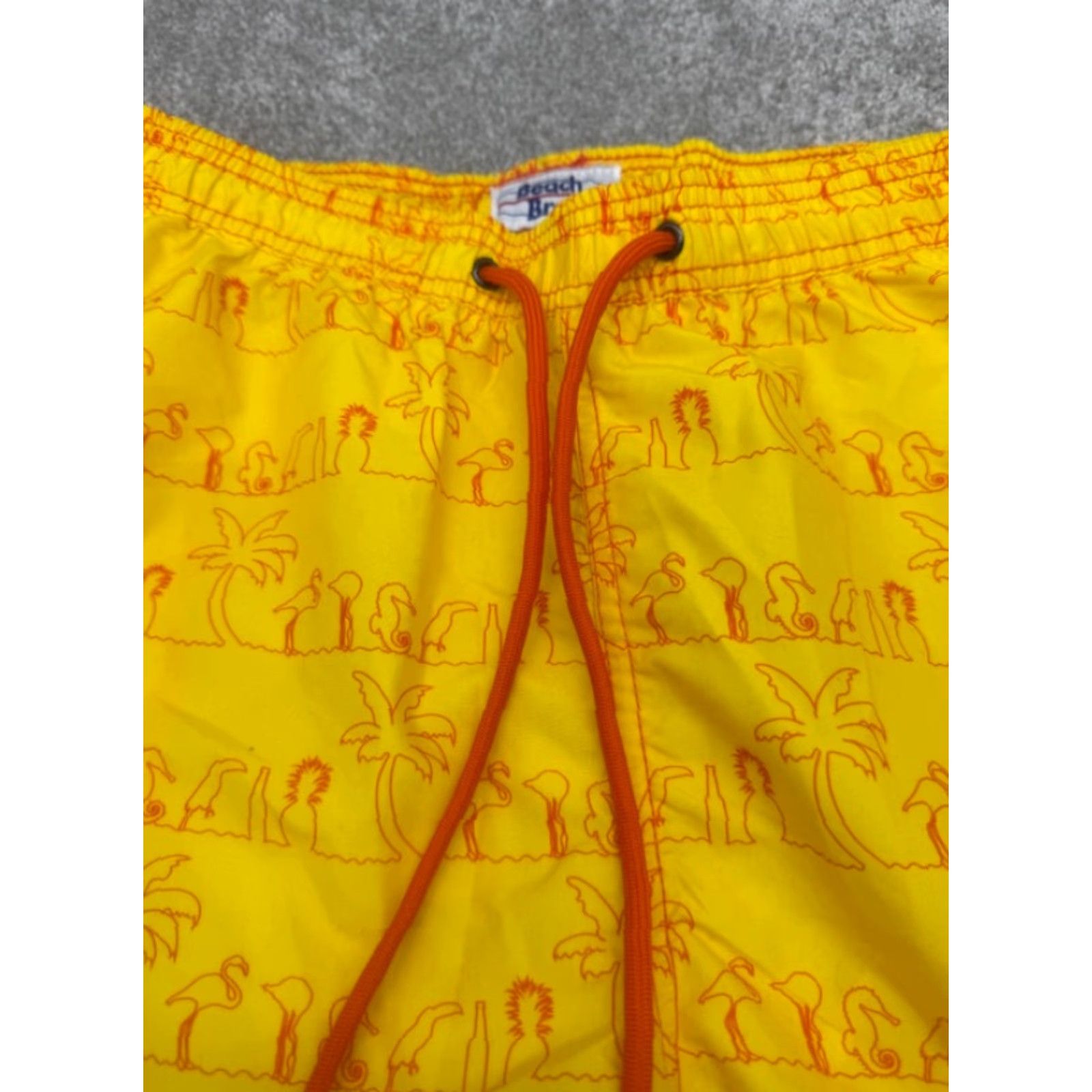 Vintage NWT Beach Bros. Swim Trunks Board Shorts Mens 2XL Yellow Pockets Drawstring Size US 39 - 2 Thumbnail