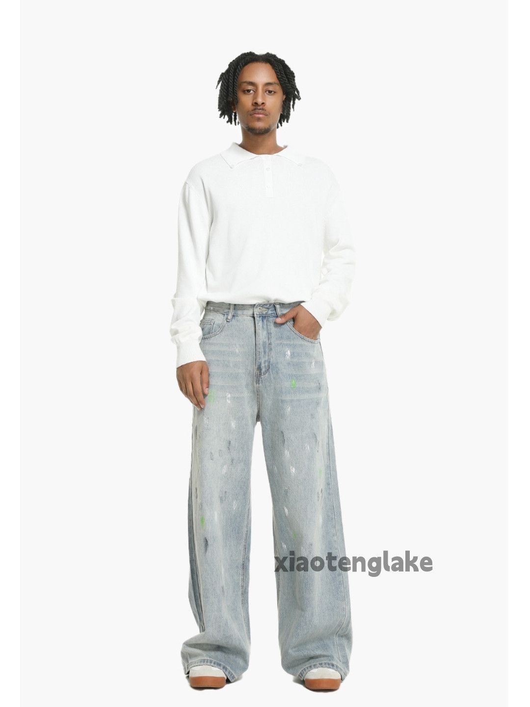 Jean zx vintage washed faded paint grunge Stain flared jeans Size 30" / US 8 / IT 44 - 1 Thumbnail