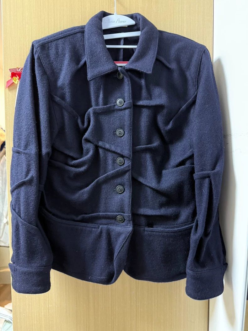 Issey Miyake issey miyake size:9 Wool navy blue coat Size US XXS / EU 40 - 1 Thumbnail