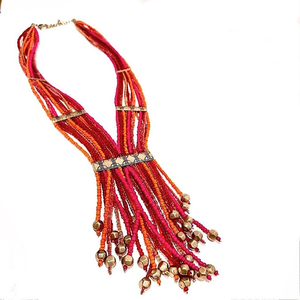 Chicos CHICO’S Pink & Orange Beaded Statement NWT Size ONE SIZE - 2 Thumbnail