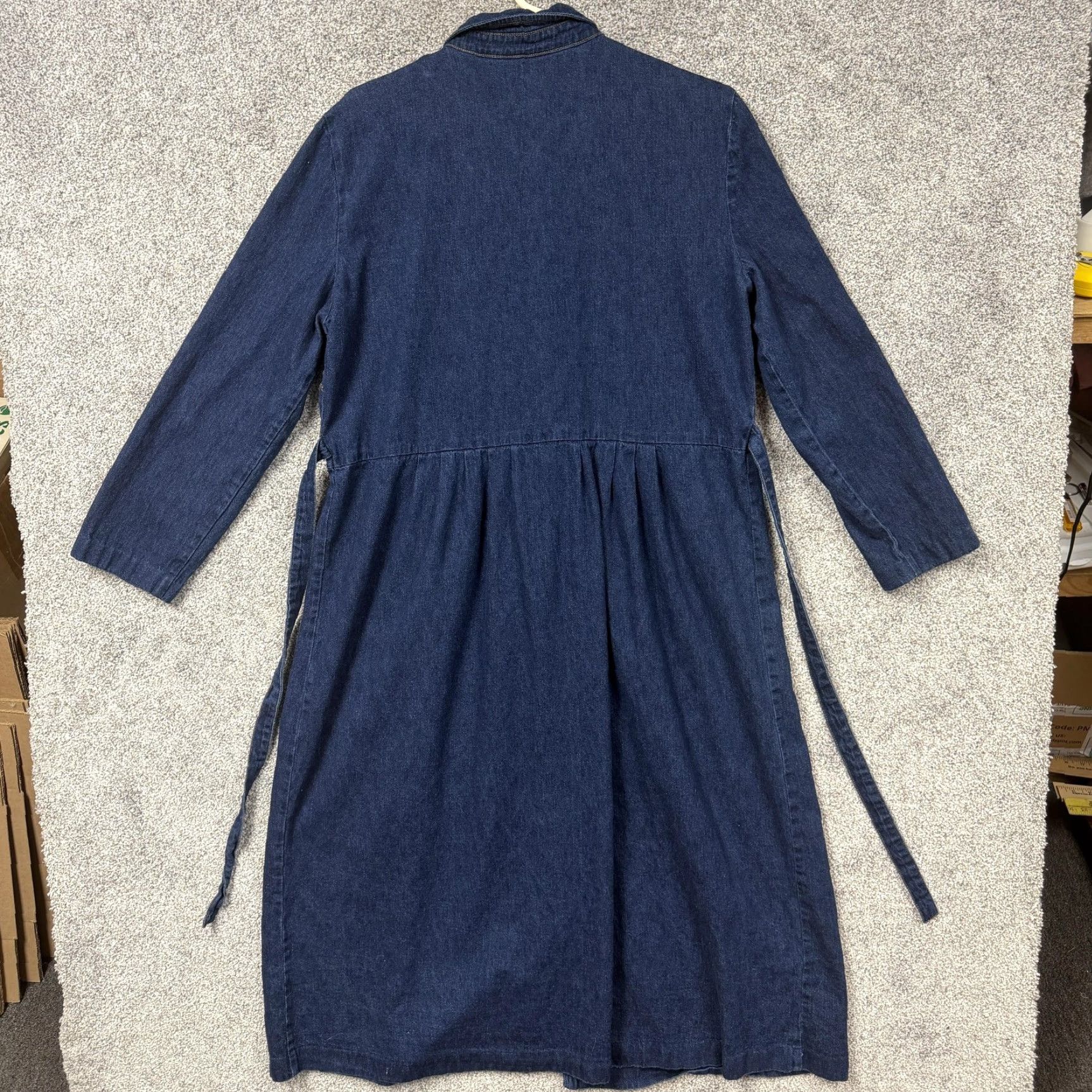 Denime VINTAGE Betsy's Things Shirt Dress 16P Blue Denim Quilted Belted Prairie Boho 80s Geometric Long Sleeve Midi Dress Womens Beige? Size XXL / US 16-18 / IT 52-54 - 7 Thumbnail