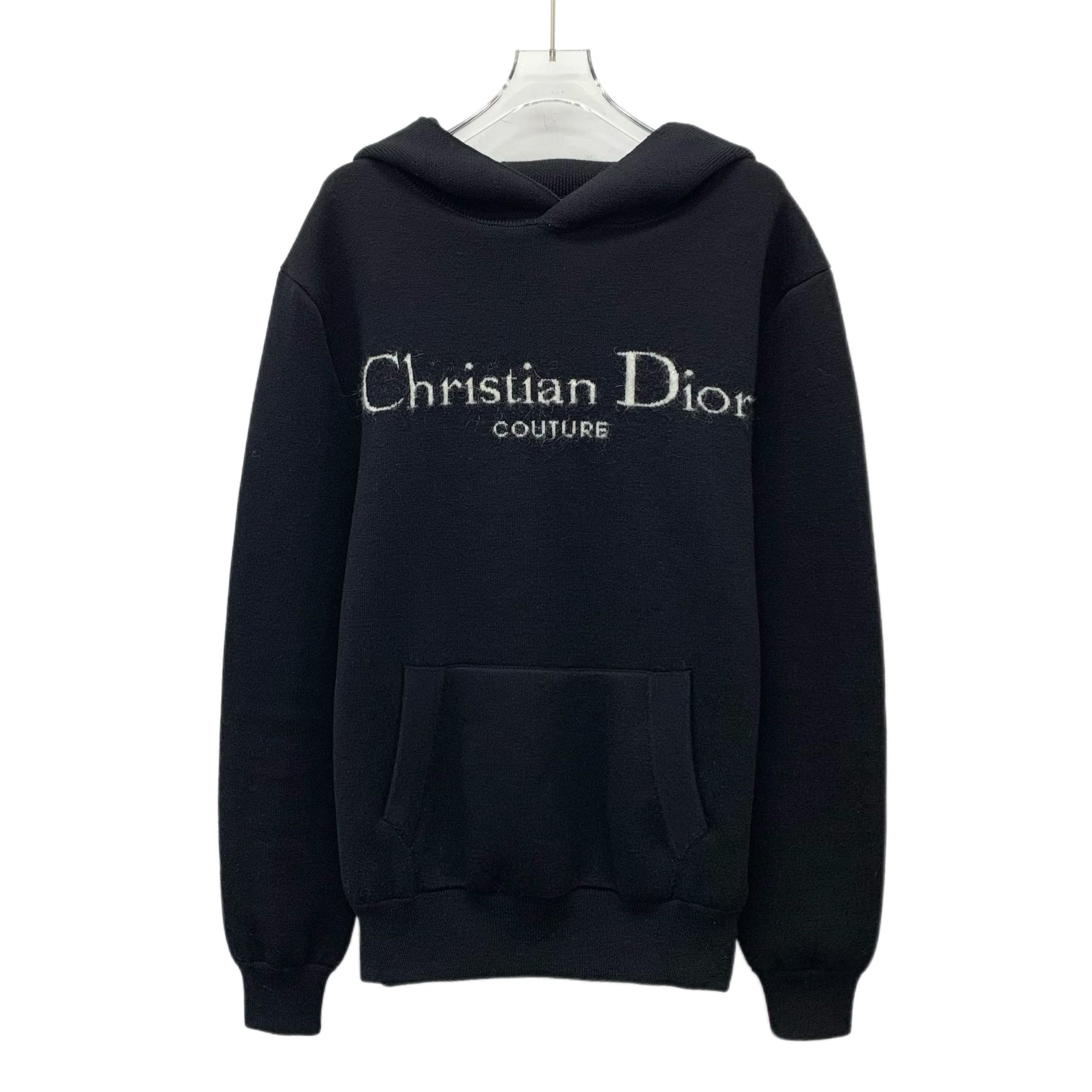 Dior Dior Logo Intarsia Mohair Hoodie Black (XS) Size US XS / EU 42 / 0 - 1 Thumbnail
