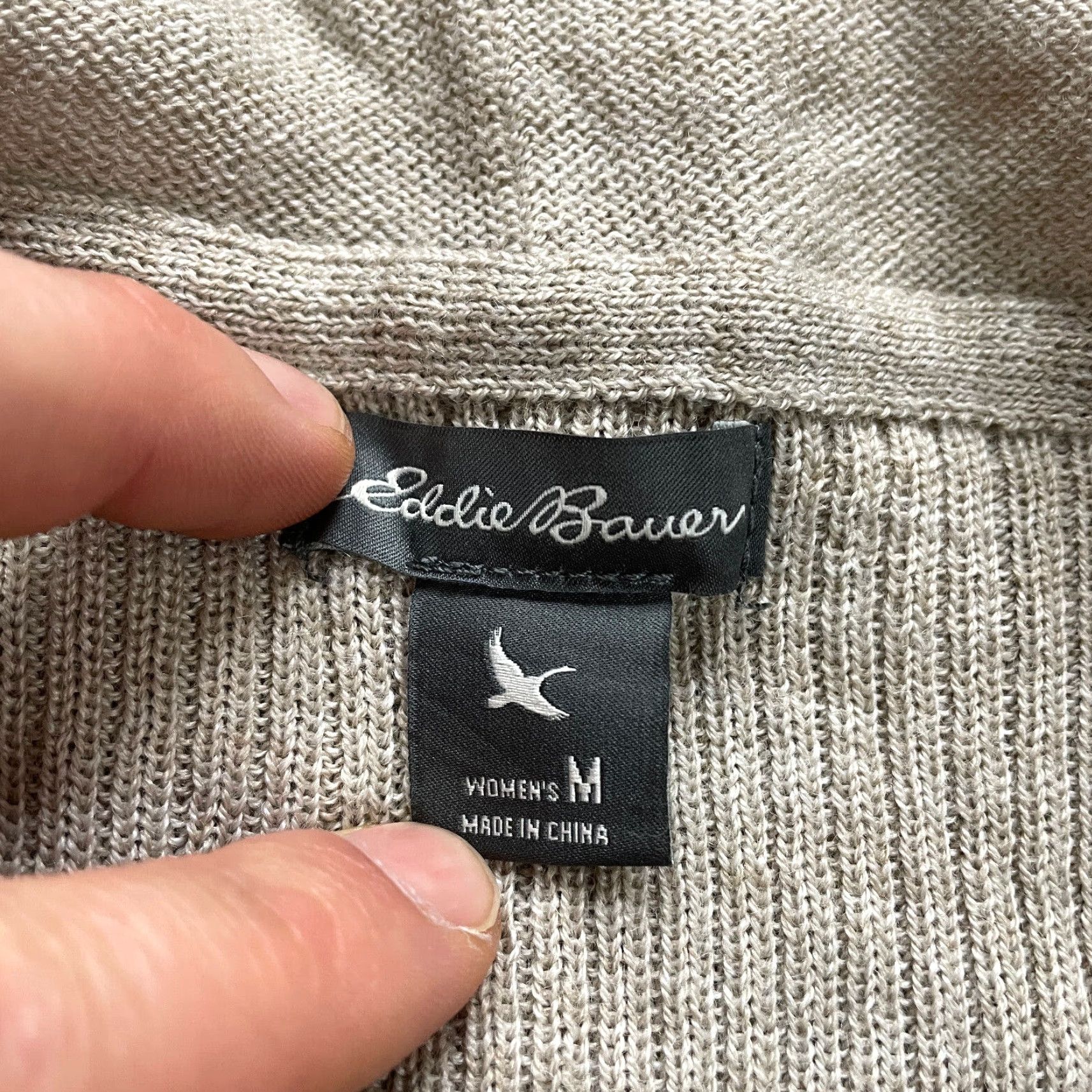 Eddie Bauer VINTAGE Eddie Bauer Womens Sweater Cardigan Open Knit Medium Beige All Seasons Wool Casual Size M / US 6-8 / IT 42-44 - 2 Thumbnail