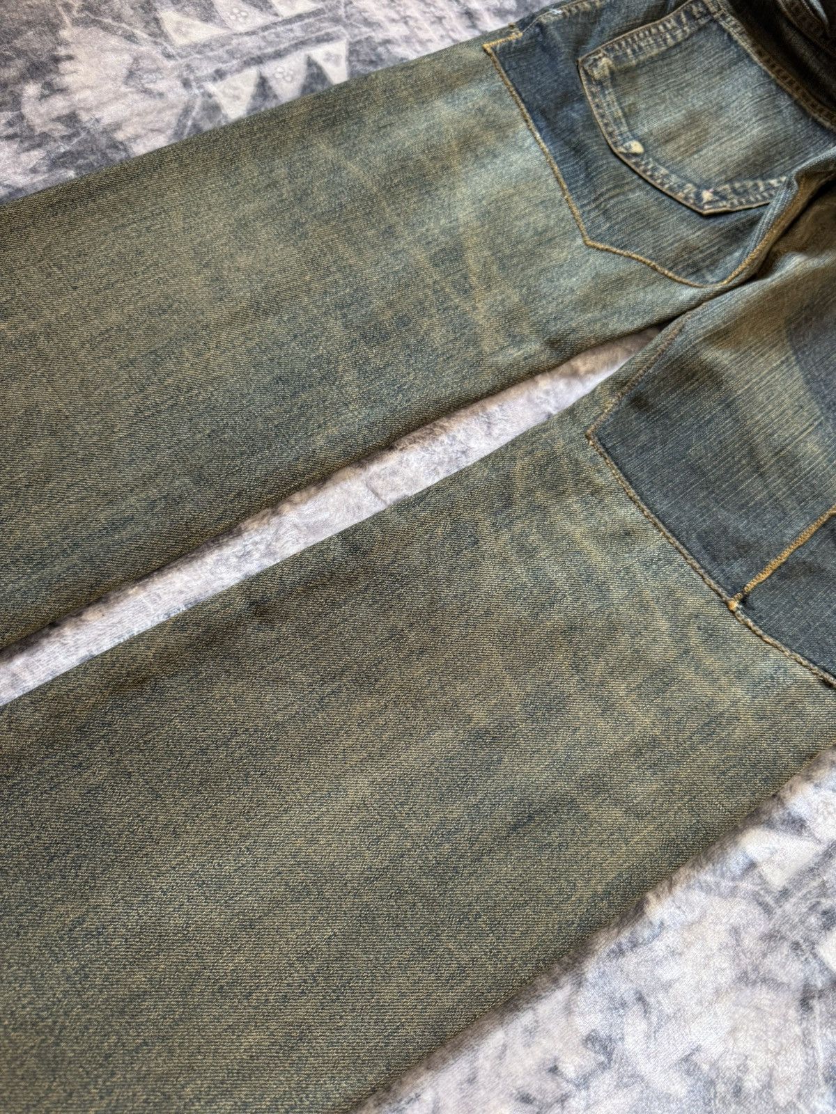 Le Grande Bleu (L.G.B.) Antgauge Japan Asymmetrical Cut & Sew Mud Wash Jeans Size US 32 / EU 48 - 16 Thumbnail
