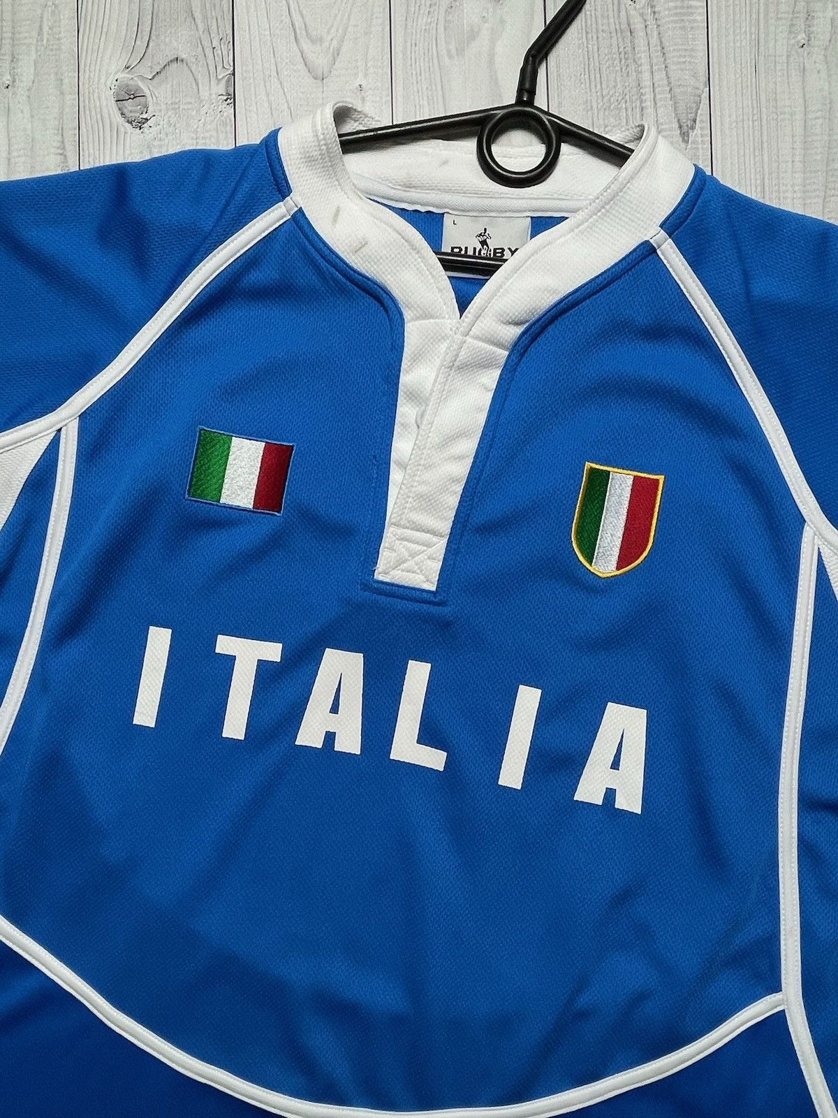 Vintage Vintage Italia rugby jersey size L big logo Italy Size US L / EU 52-54 / 3 - 2 Thumbnail
