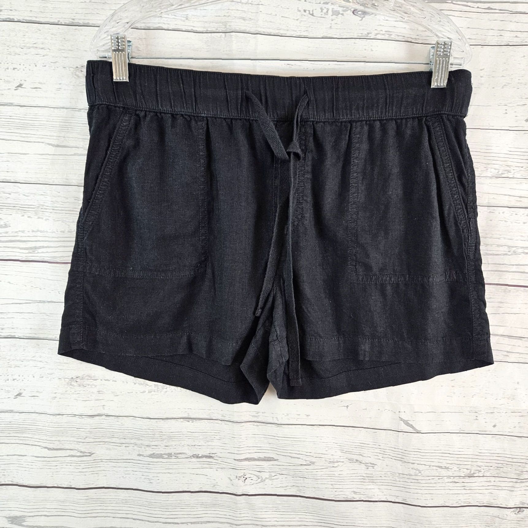Vintage VINTAGE: No (skip) Caslon Women's Shorts Solid Black Linen Rayon Blend Caslon shorts M Black Casual Pull On 2.5" Inseam Women Size 32" / US 10 / IT 46 - 2 Thumbnail