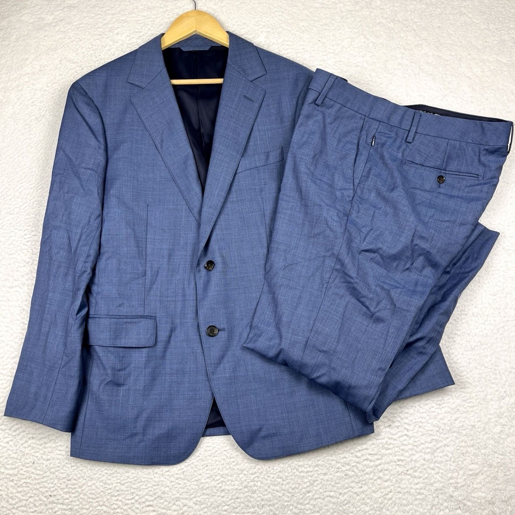 Bonobos Bonobos Suit 40R Blue Wool Italy Mens Jacket Pants 2 Piece Slim Fit Notch Lapel 2 Button Double Vent Regular Style: Suit Separate Size 40R - 2 Thumbnail