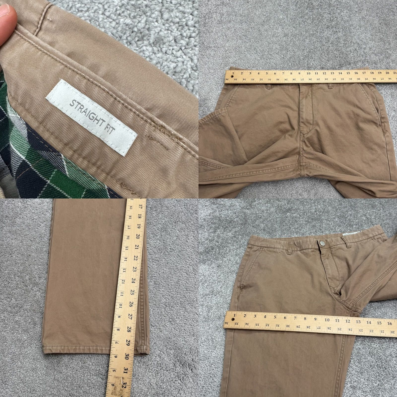 Bonobos Bonobos Straight Cotton Chino Pants Mens 35x32 Brown Washed Flat Front Casual Size US 35 - 8 Thumbnail