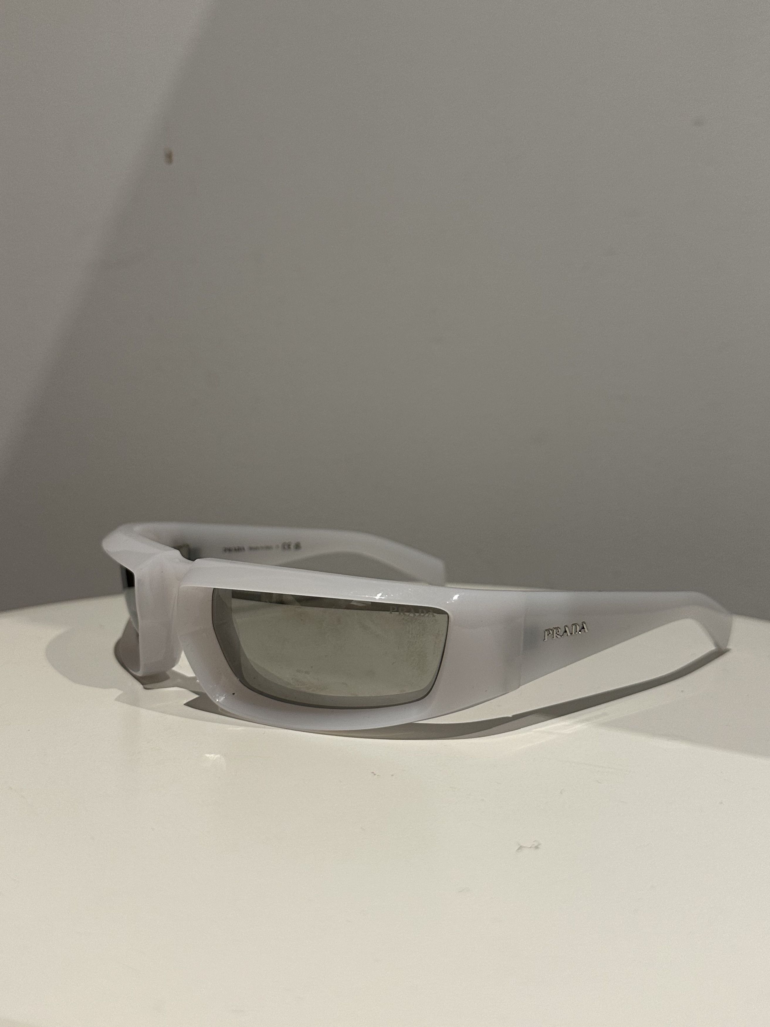 Prada Prada Rectangular Sunglasses - Opalescent White Chrome Size ONE SIZE - 1 Thumbnail