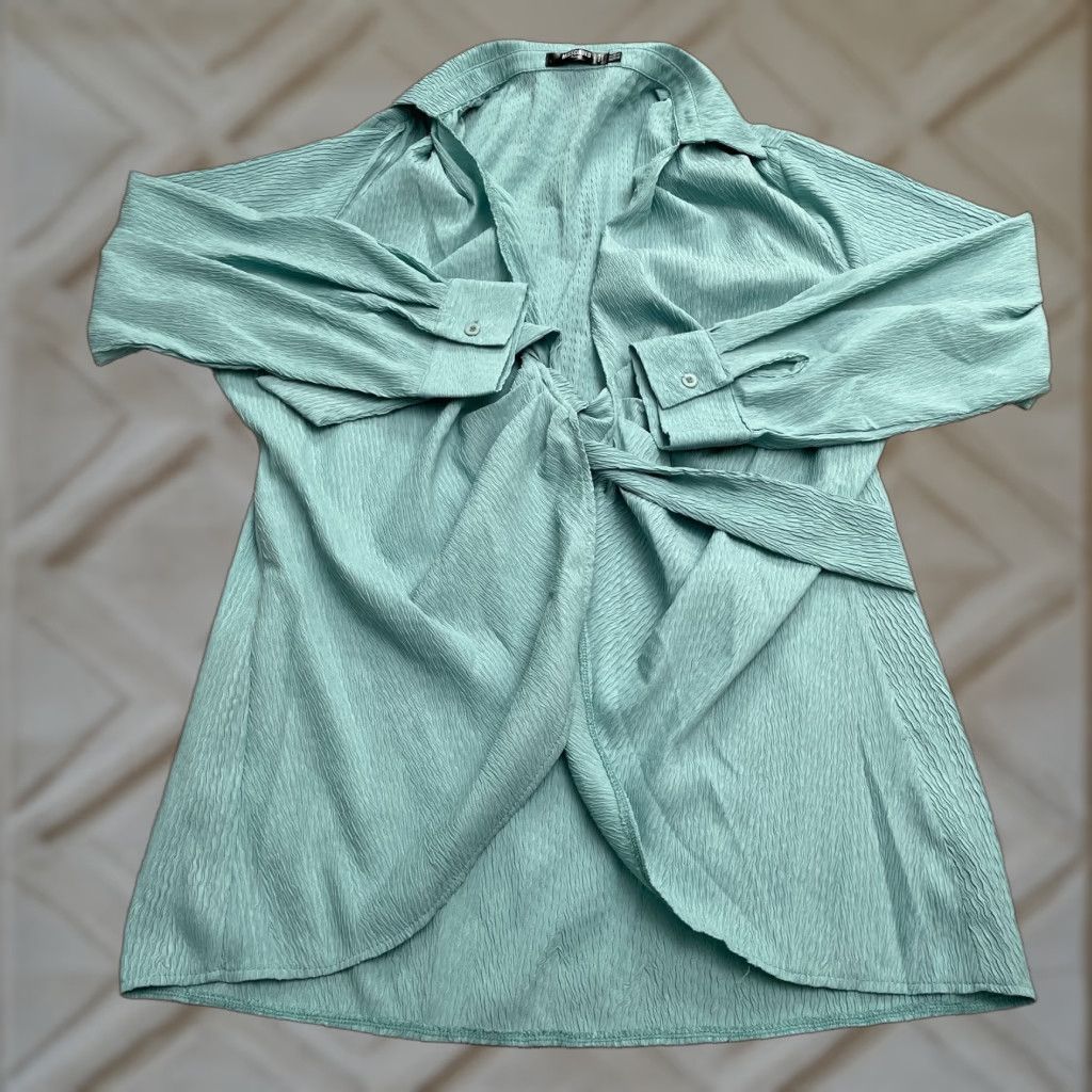 Missguided Missguided Plus Wrap Shirt Womens 16W Green Long Sleeve Collared Top Tunic Blouse Size XXL / US 16-18 / IT 52-54 - 1 Thumbnail