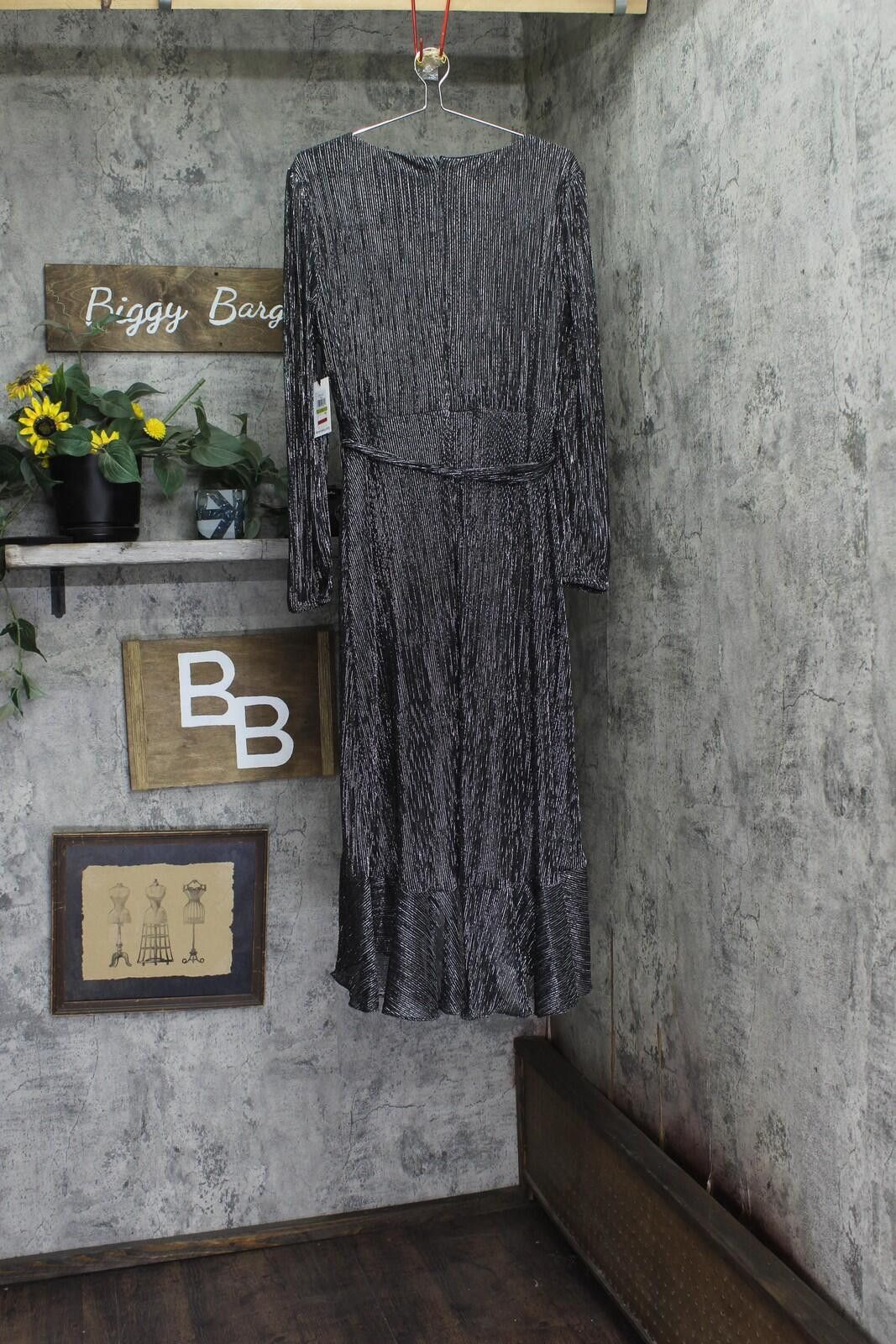 Other Nwt Kensie Ruffled Faux-wrap Midi Dress Gunmetal Black 14 Size XL / US 12-14 / IT 48-50 - 2 Thumbnail