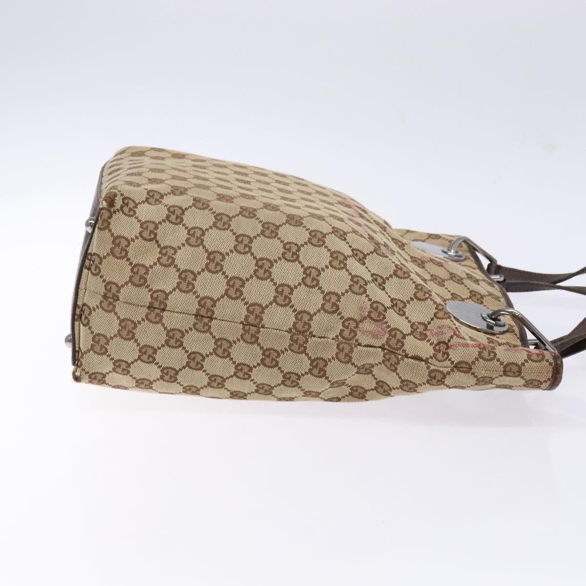 Gucci GUCCI GG Canvas Tote Bag Beige Silver Size ONE SIZE - 4 Thumbnail
