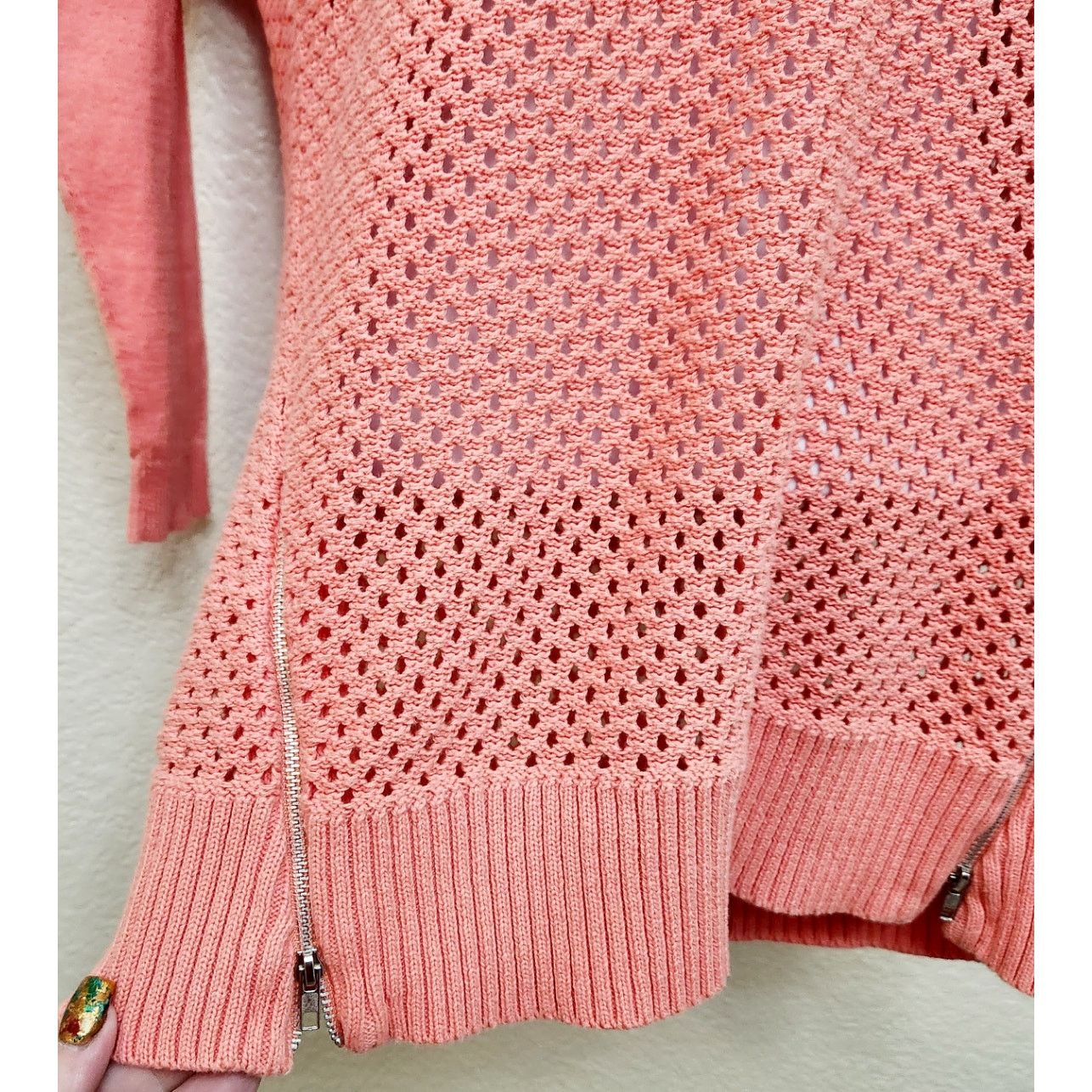 Other Cooper Key Orange Open Knit Zipper Hem Detail Sweater Medium Size M / US 6-8 / IT 42-44 - 2 Thumbnail