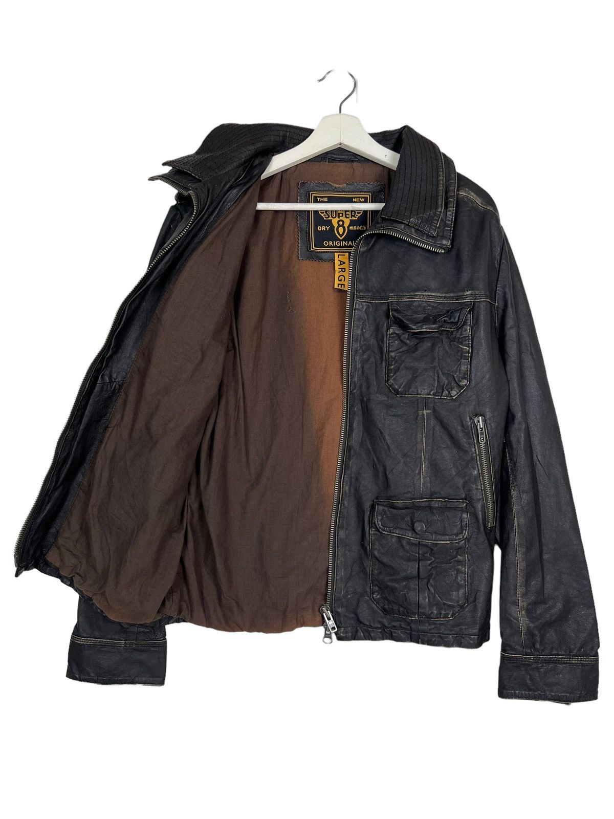 Superdry 🔥 SUPERDRY 8 RIDER MOTOB LEATHER JACKET Size US L / EU 52-54 / 3 - 11 Thumbnail