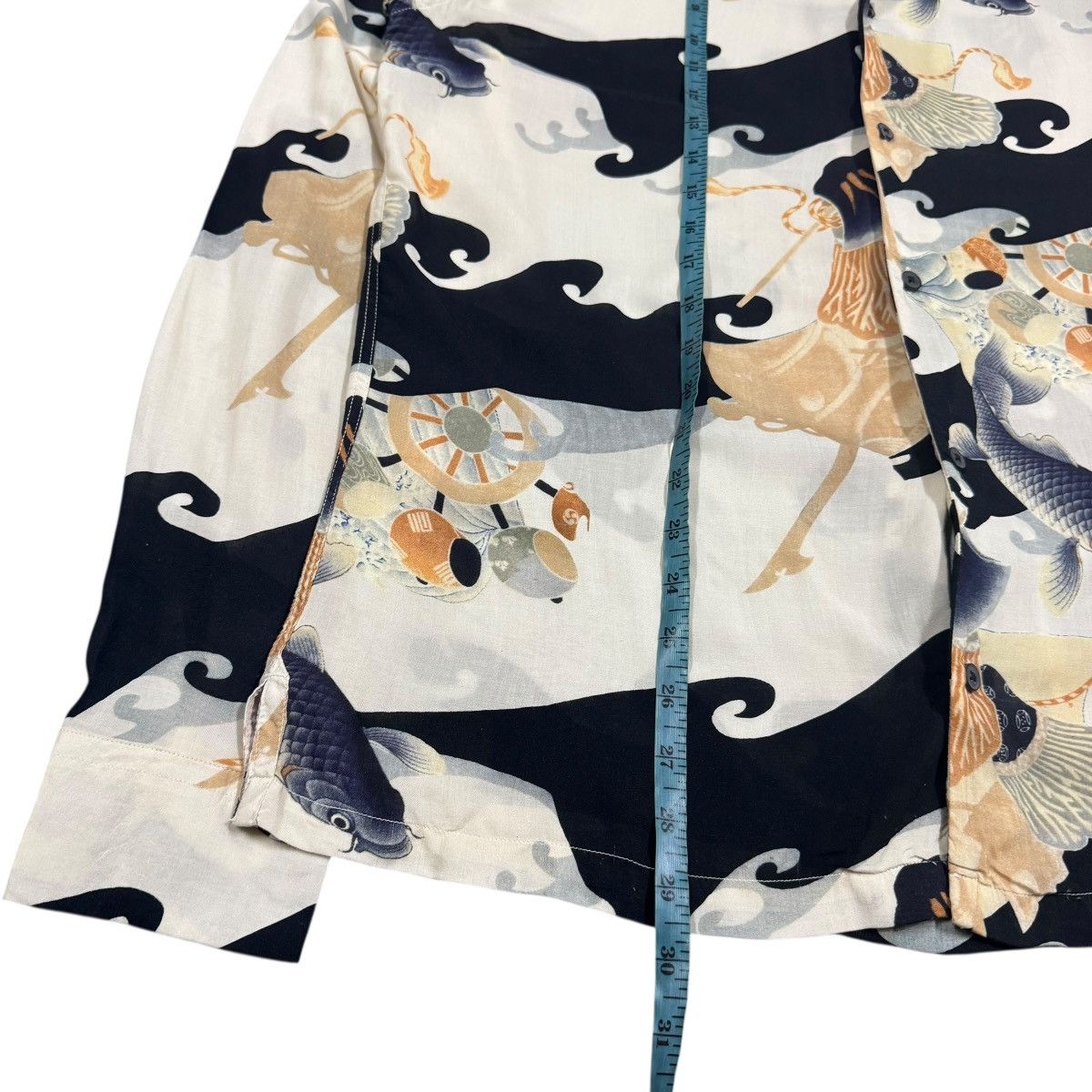 Allsaints All Saint Viscose Rayon Japanese Koi Fish Open Collar Shirt Size US M / EU 48-50 / 2 - 13 Thumbnail