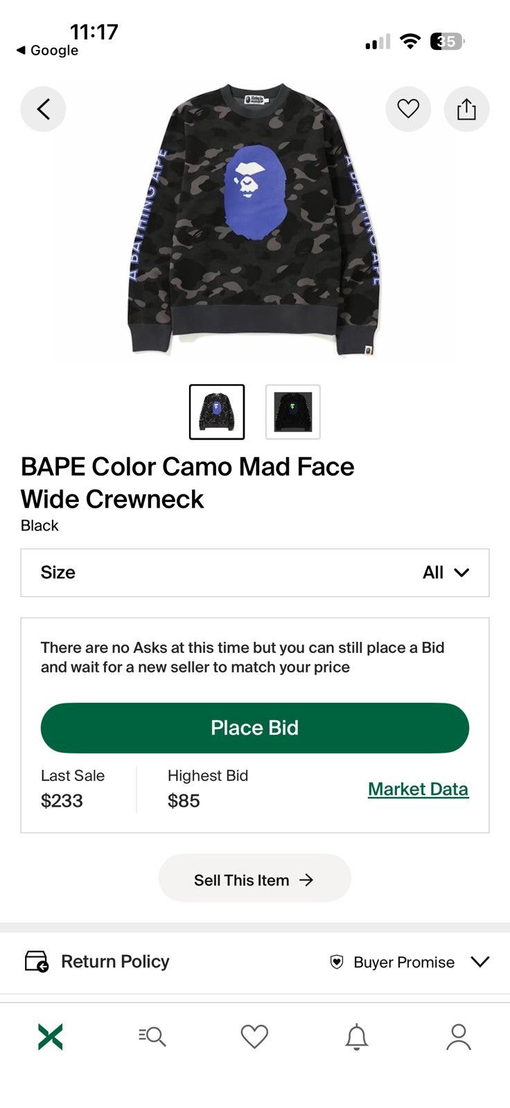Bape BAPE Color Camo Mad Face Wide Crewneck Sweatshirt Size US XL / EU 56 / 4 - 12 Thumbnail