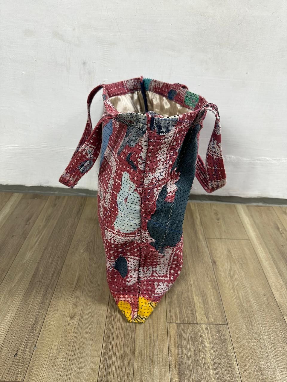 Handmade Custom Made Distressed Denim Paisley Patchwork Boro Totebag Size ONE SIZE - 4 Thumbnail