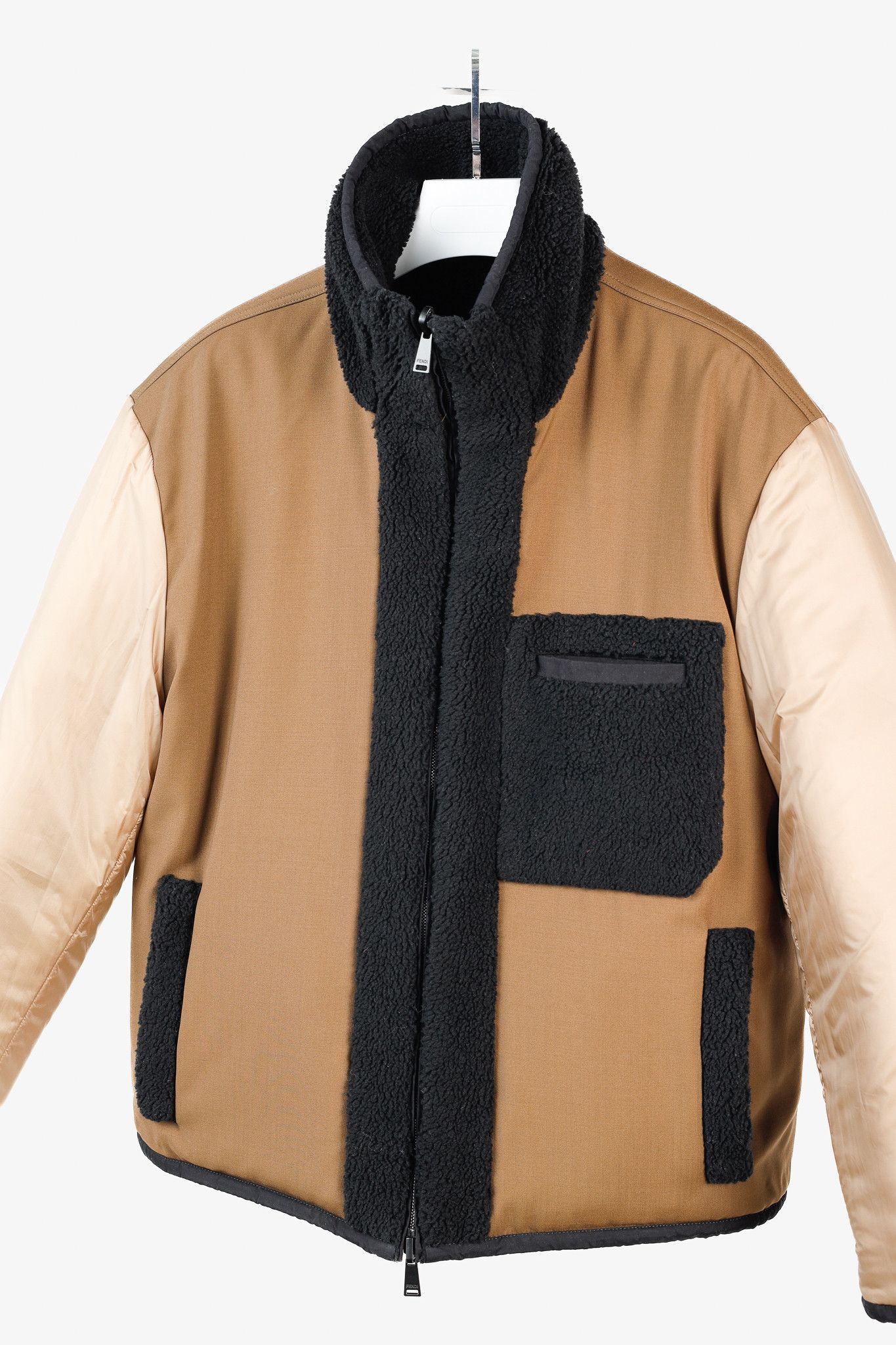 Fendi Fendi Reversible Black Wool Fleece & Brown Patchwork Jacket Size US S / EU 44-46 / 1 - 6 Thumbnail