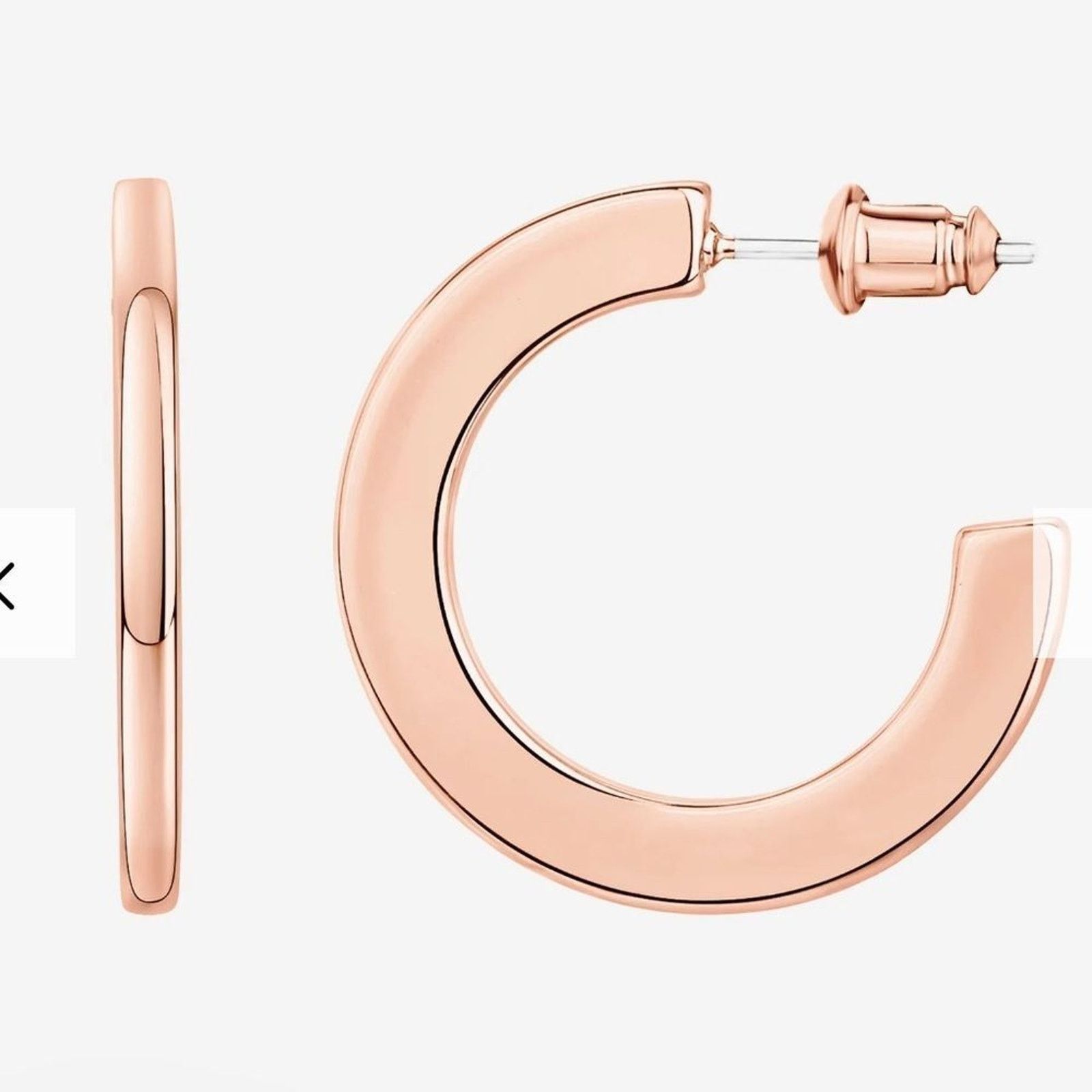 Vintage NWB PAVOI 14K Rose Gold Plated Infinity Hoop Earrings 4mm Size ONE SIZE - 1 Thumbnail