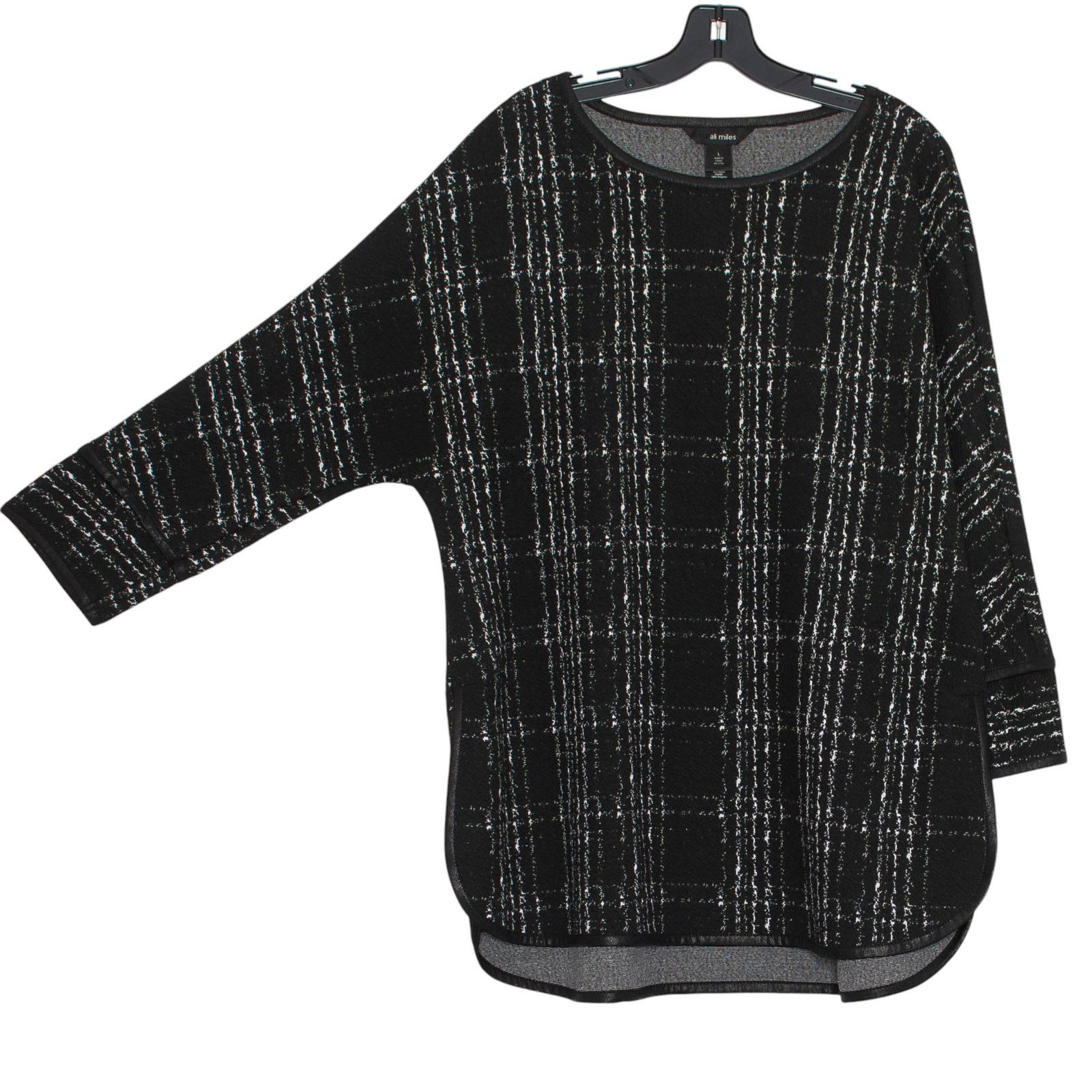 Other Ali Miles Top Plaid Black L Minimalist Lagenlook Oversized Size L / US 10 / IT 46 - 2 Thumbnail