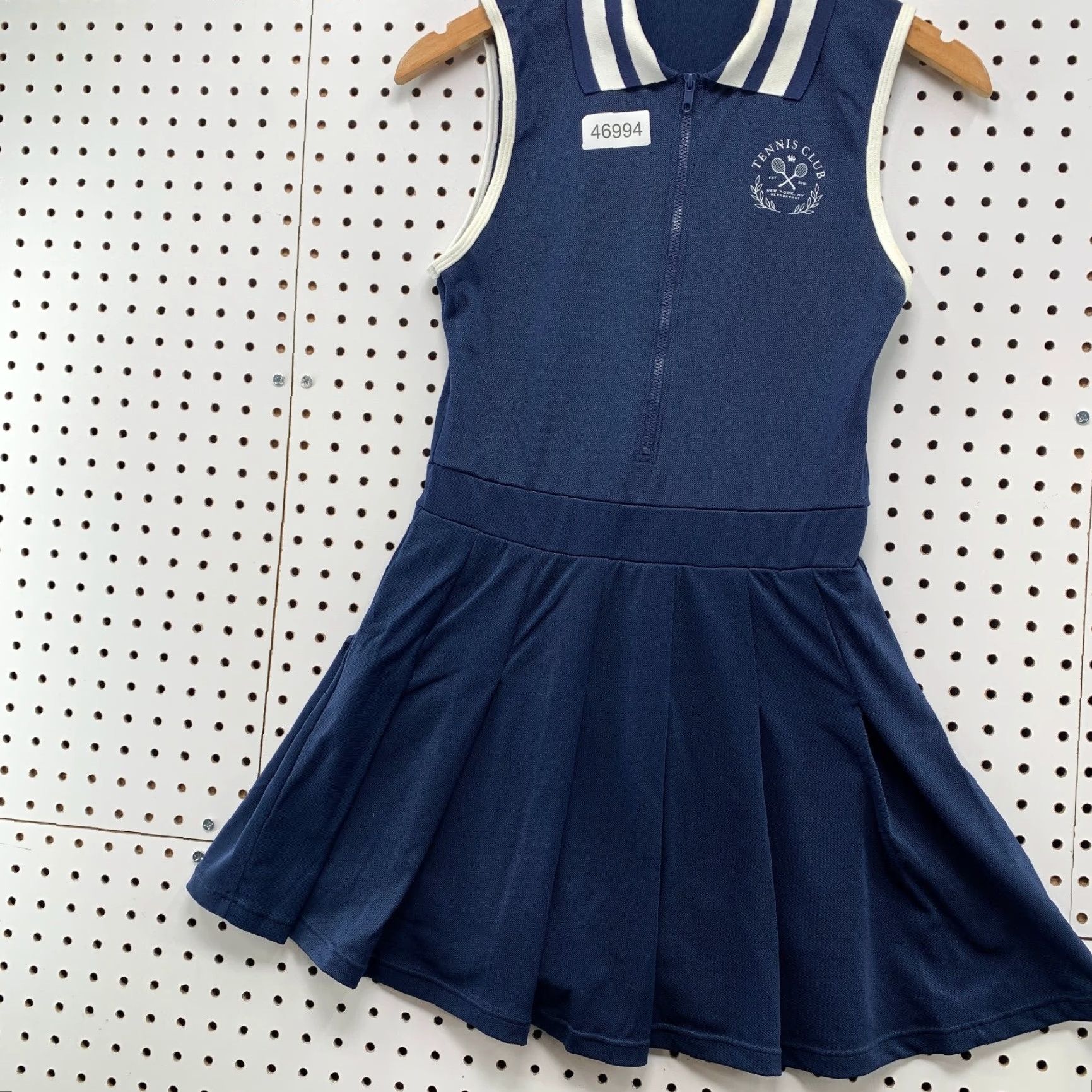 Vintage We Wore What Tennis Dress Womens Medium Navy Pleated Tennis Club Zip Front Size M / US 6-8 / IT 42-44 - 5 Thumbnail