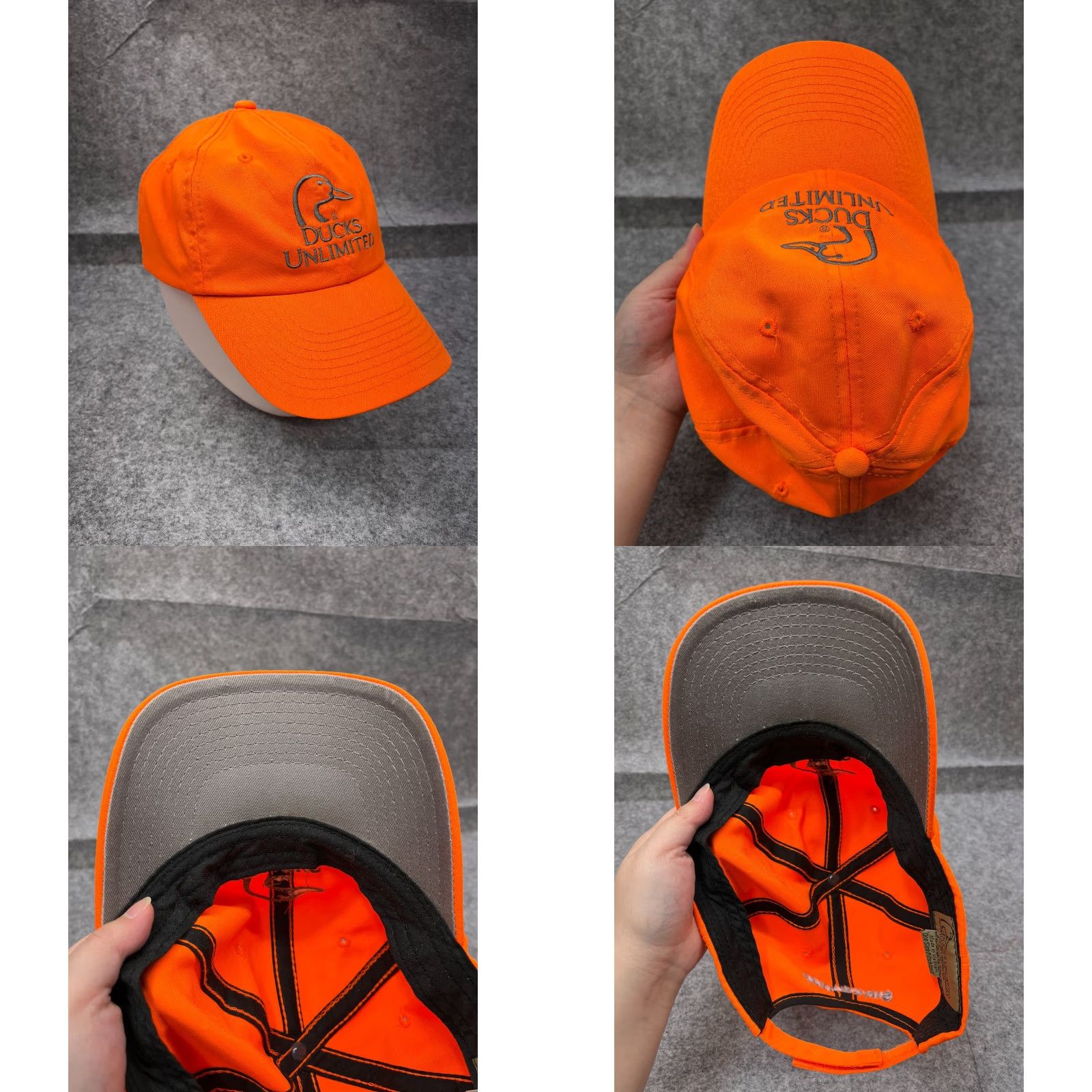 Vintage Ducks Unlimited Hat Adjustab le One Size Orange Cotton Twill Baseball Cap Men Size ONE SIZE - 8 Thumbnail
