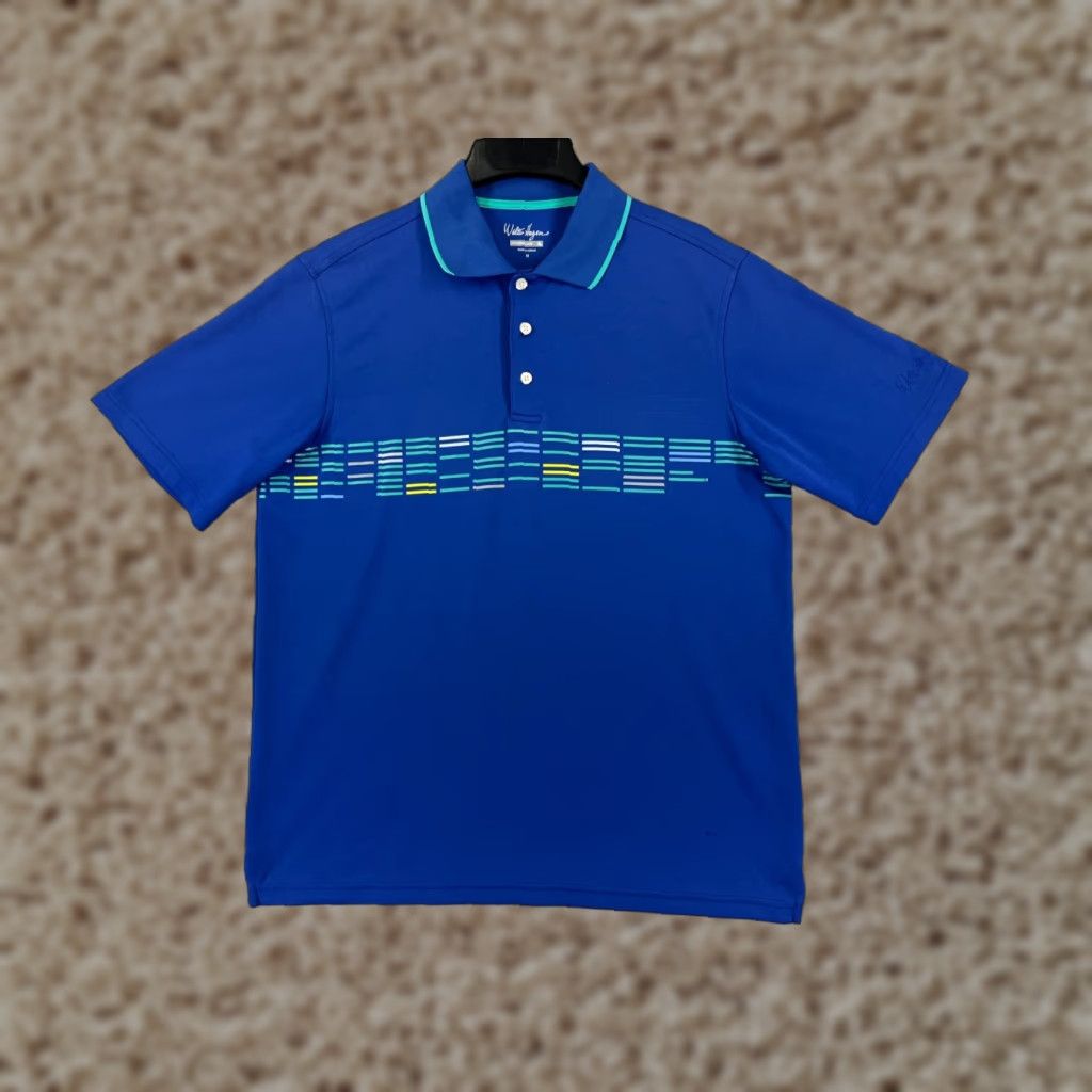 Vintage Walter Hagen Polo Shirt Mens Medium Blue Striped Golf 100% Polyester Size US M / EU 48-50 / 2 - 1 Thumbnail