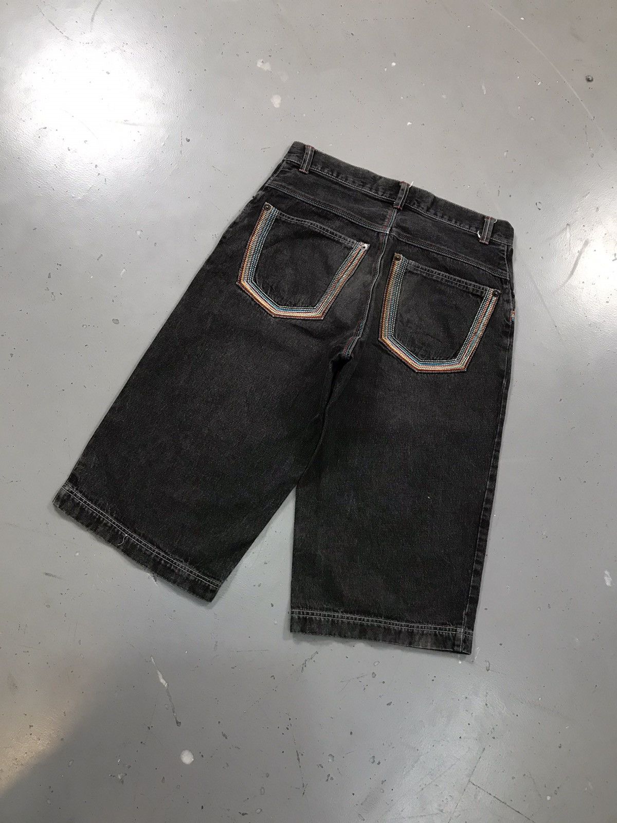 JNCO × Southpole × Vintage Vintage faded Y2K rainbow stitch denim jort Size US 32 / EU 48 - 8 Thumbnail