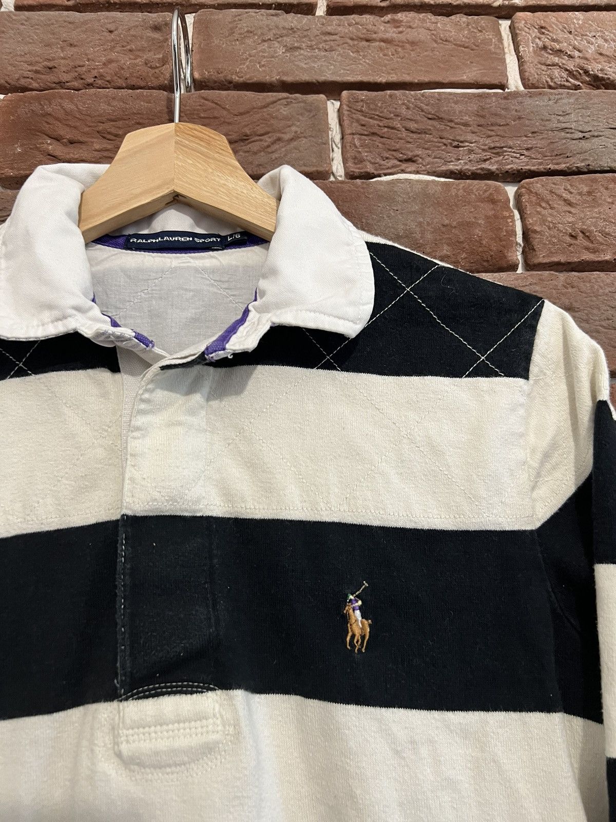 Polo Ralph Lauren × Ralph Lauren × Vintage Polo Ralph Lauren Vintage Rugby Longsleeve Striped Hype Rare Size M / US 6-8 / IT 42-44 - 3 Thumbnail