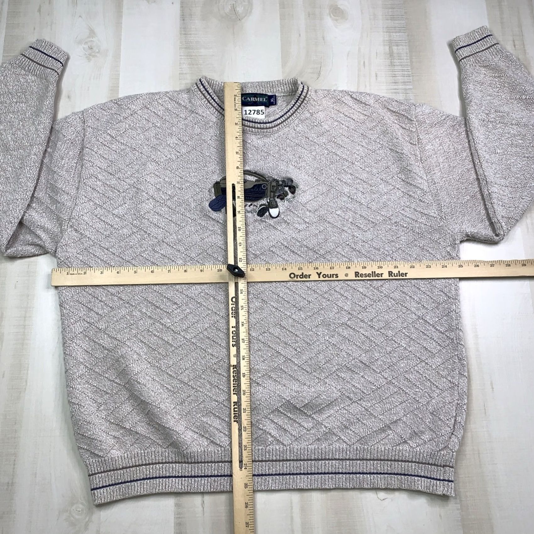 Vintage VINTAGE Carmel USA Embroidered Golf Textured Knit Sweater Men’s XL Crew Neck Pullover Heavyweight Beige 100% Cotton Herringbone Casual Men’s Size US XL / EU 56 / 4 - 5 Thumbnail