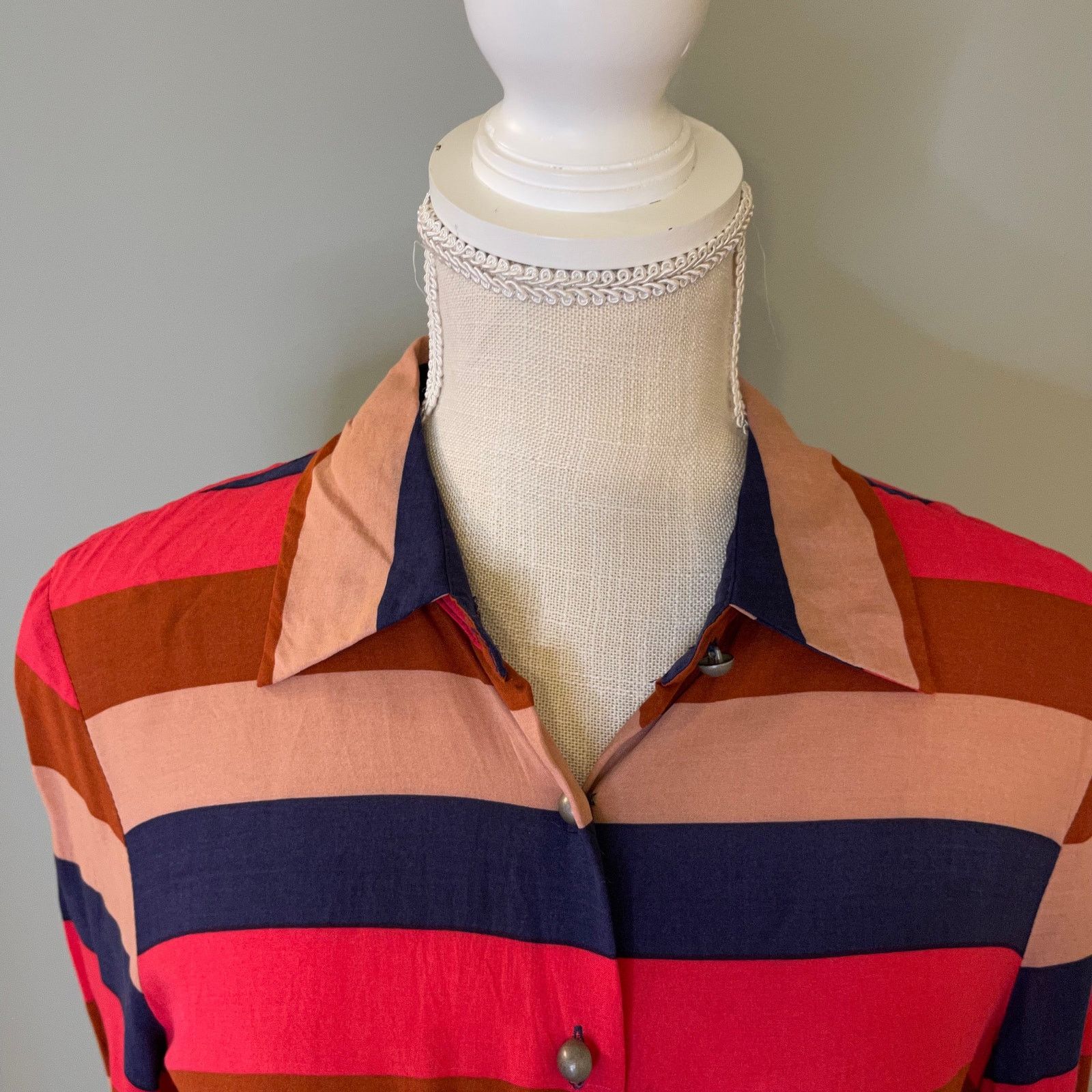 Cremieux Cremieux Button Front Rayon Striped Blouse Size M / US 6-8 / IT 42-44 - 6 Thumbnail
