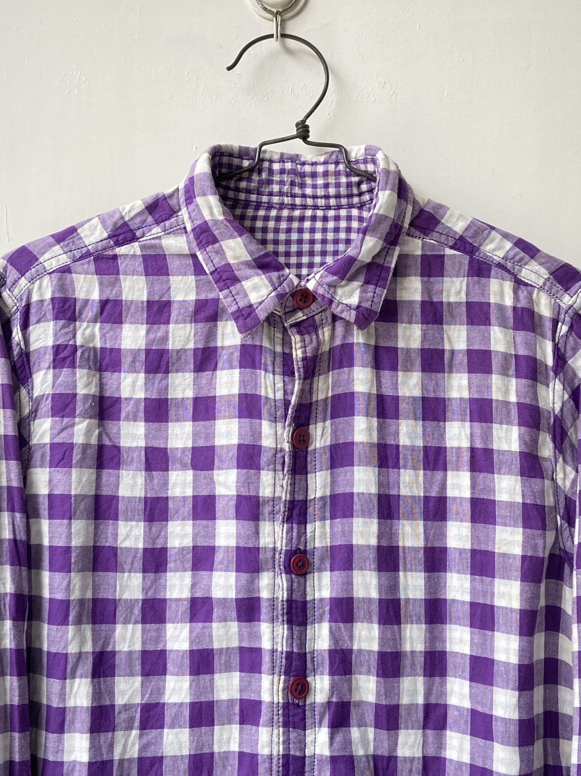 Japanese Brand × Neighborhood × izzue IZZUE Purple Plaid Shirt Size US S / EU 44-46 / 1 - 3 Thumbnail