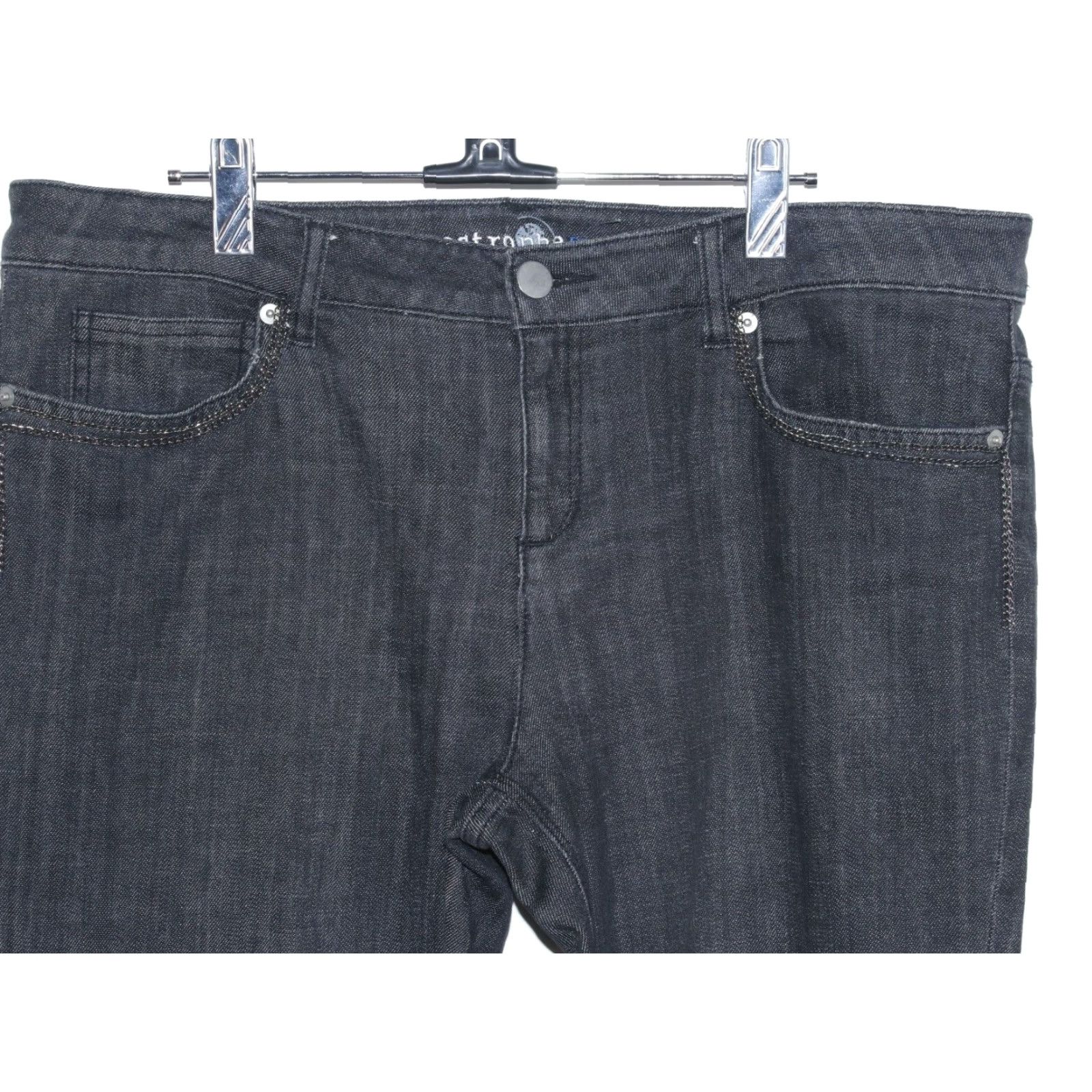 Denime Apostrophe Jeans Black Premium Denim Women's 14 36x32 Dark Washed Straight High Rise 32 Inseam Size 36" / US 14 / IT 50 - 3 Thumbnail