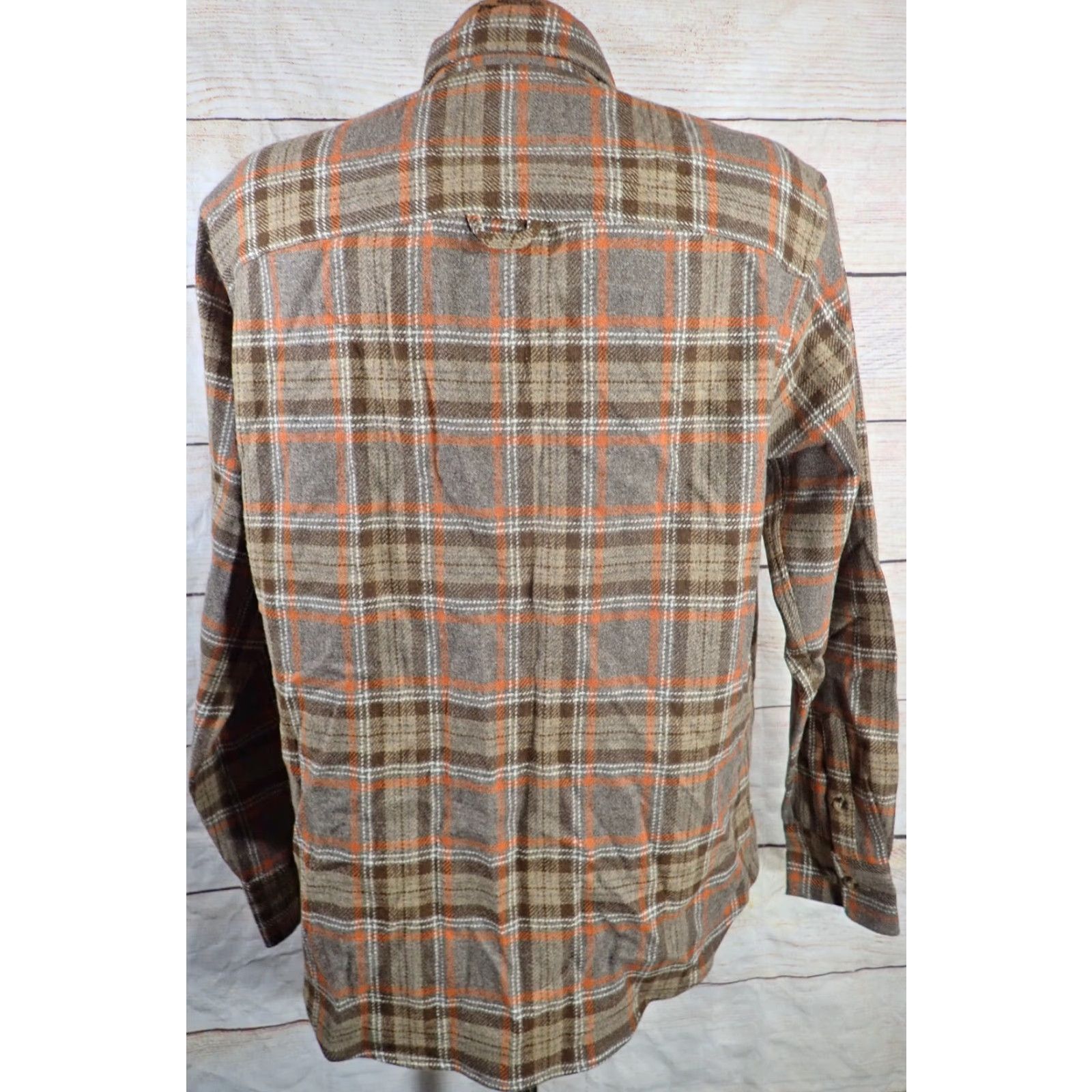 Vintage VINTAGE J. Peterman Adult Medium Wool Flannel Shirt Brown Gray Orange Plaid Button Down Long Sleeve Casual Mens Size US M / EU 48-50 / 2 - 3 Thumbnail